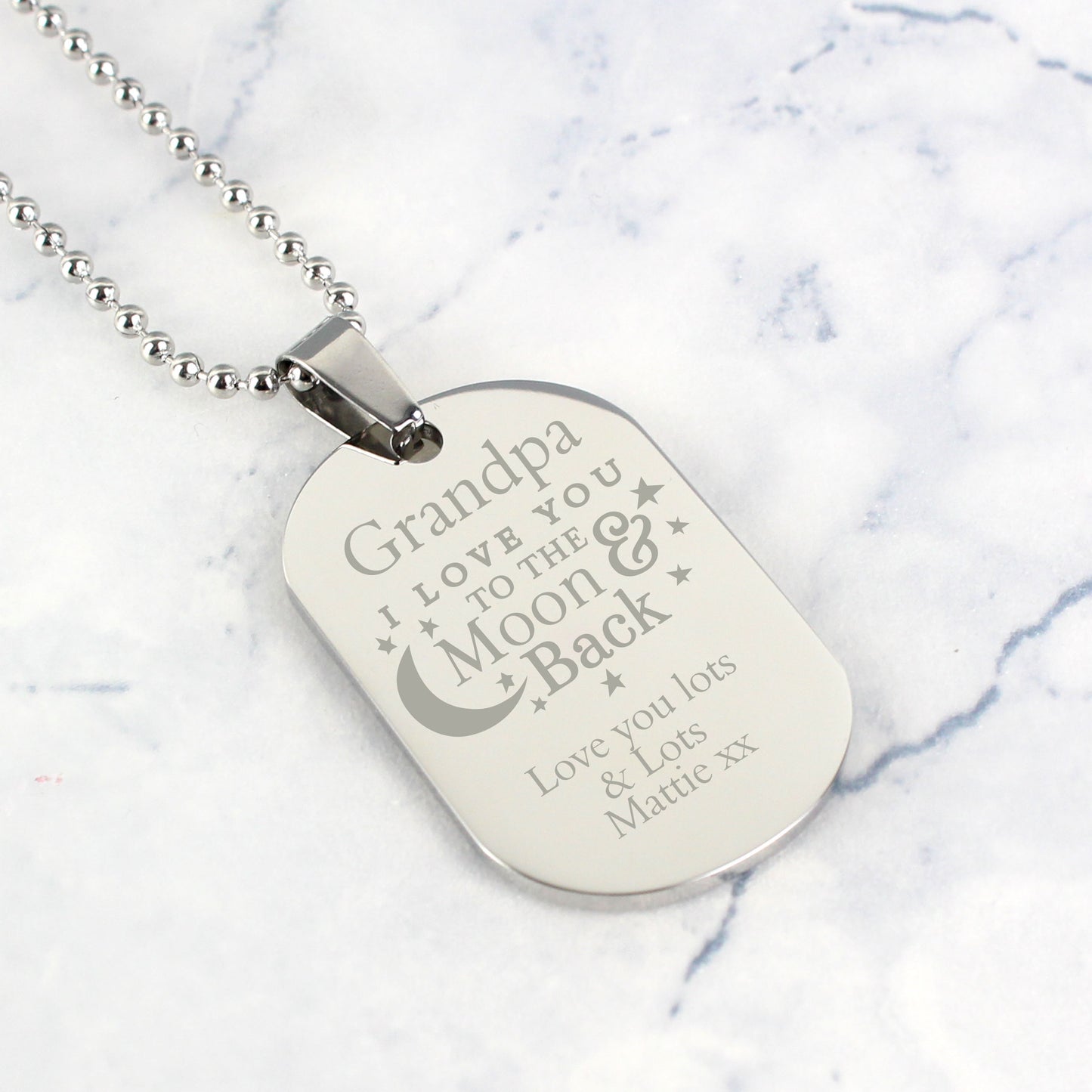 Personalised 'To The Moon & Back...' Stainless Steel Dog Tag Necklace - MK&JD Gifts