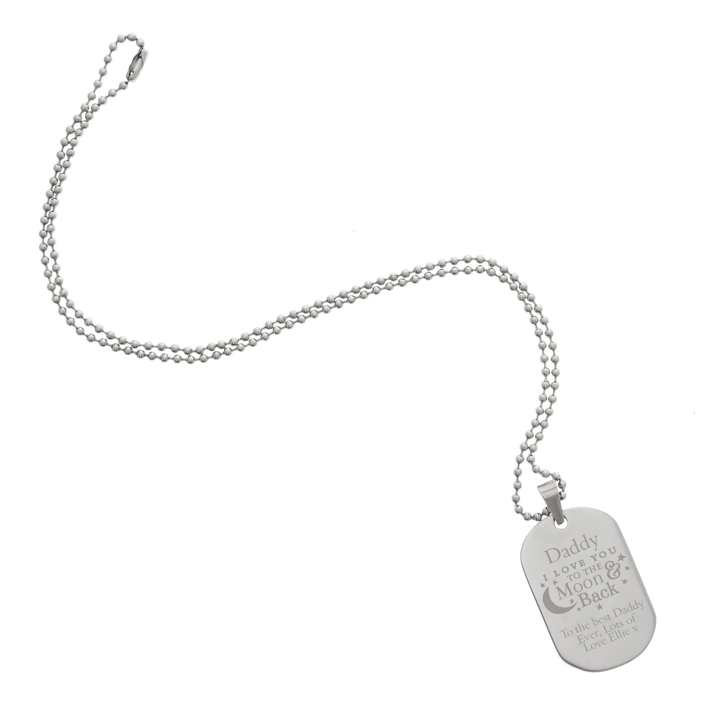 Personalised 'To The Moon & Back...' Stainless Steel Dog Tag Necklace - MK&JD Gifts