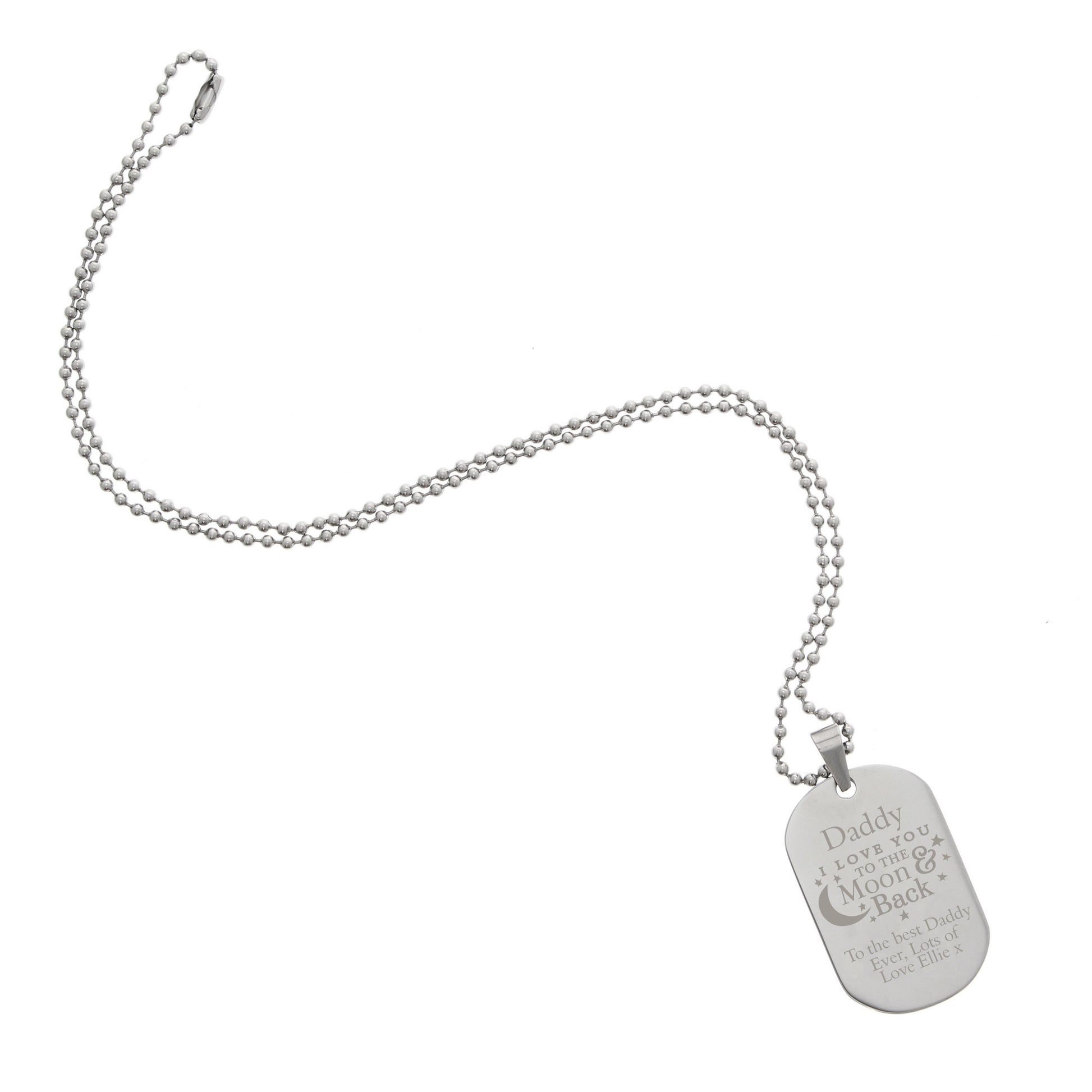 Personalised 'To The Moon & Back...' Stainless Steel Dog Tag Necklace - MK&JD Gifts