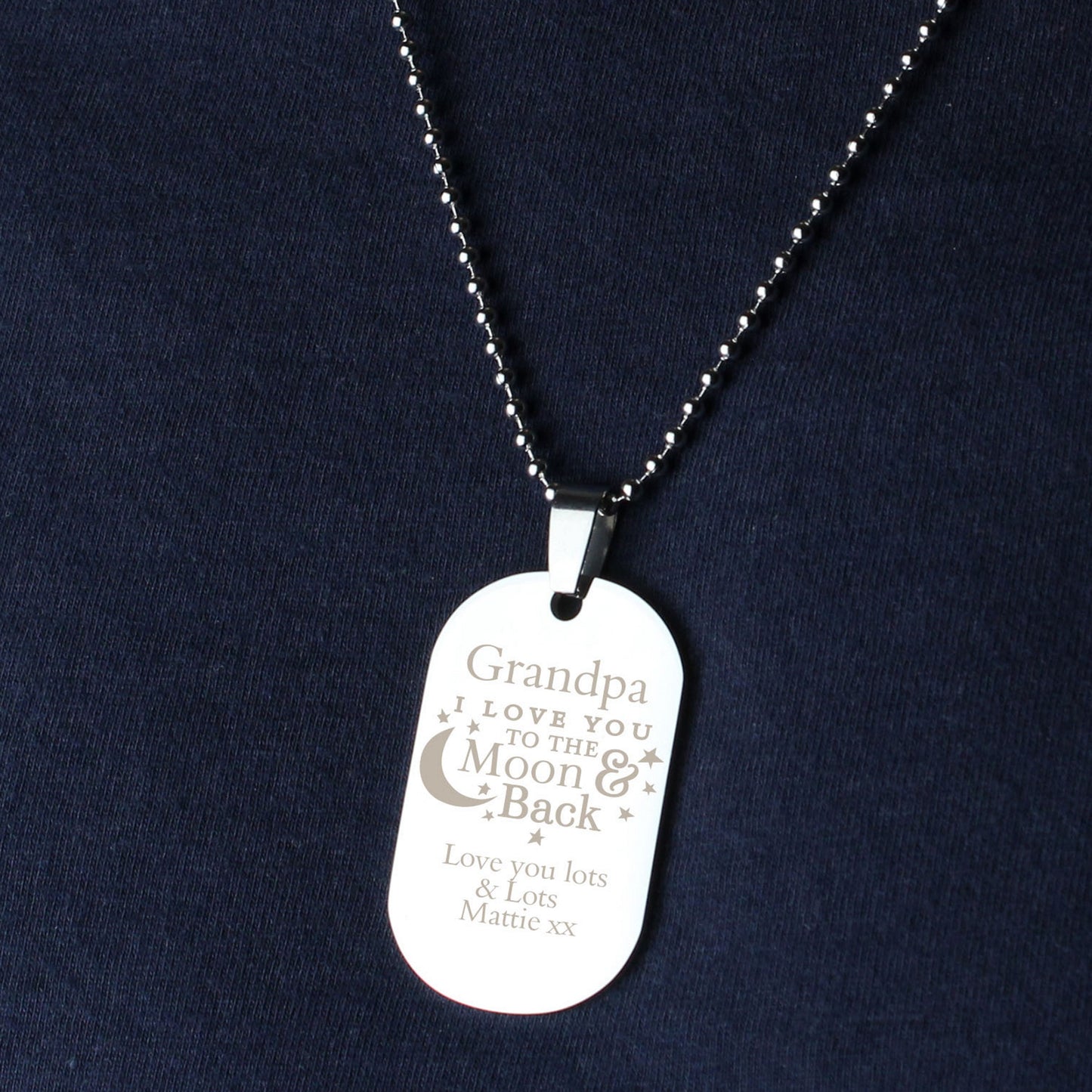 Personalised 'To The Moon & Back...' Stainless Steel Dog Tag Necklace - MK&JD Gifts