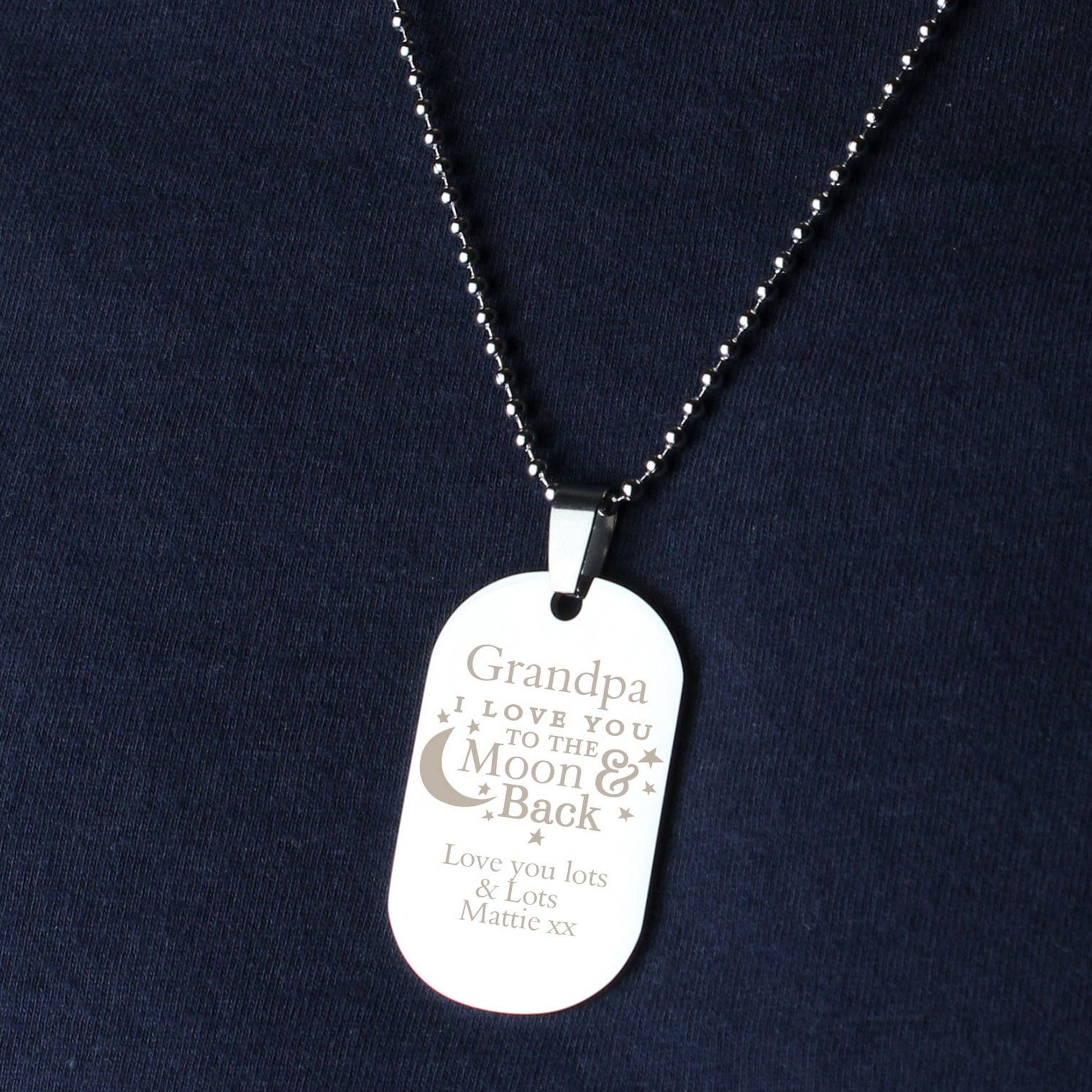 Personalised 'To The Moon & Back...' Stainless Steel Dog Tag Necklace - MK&JD Gifts