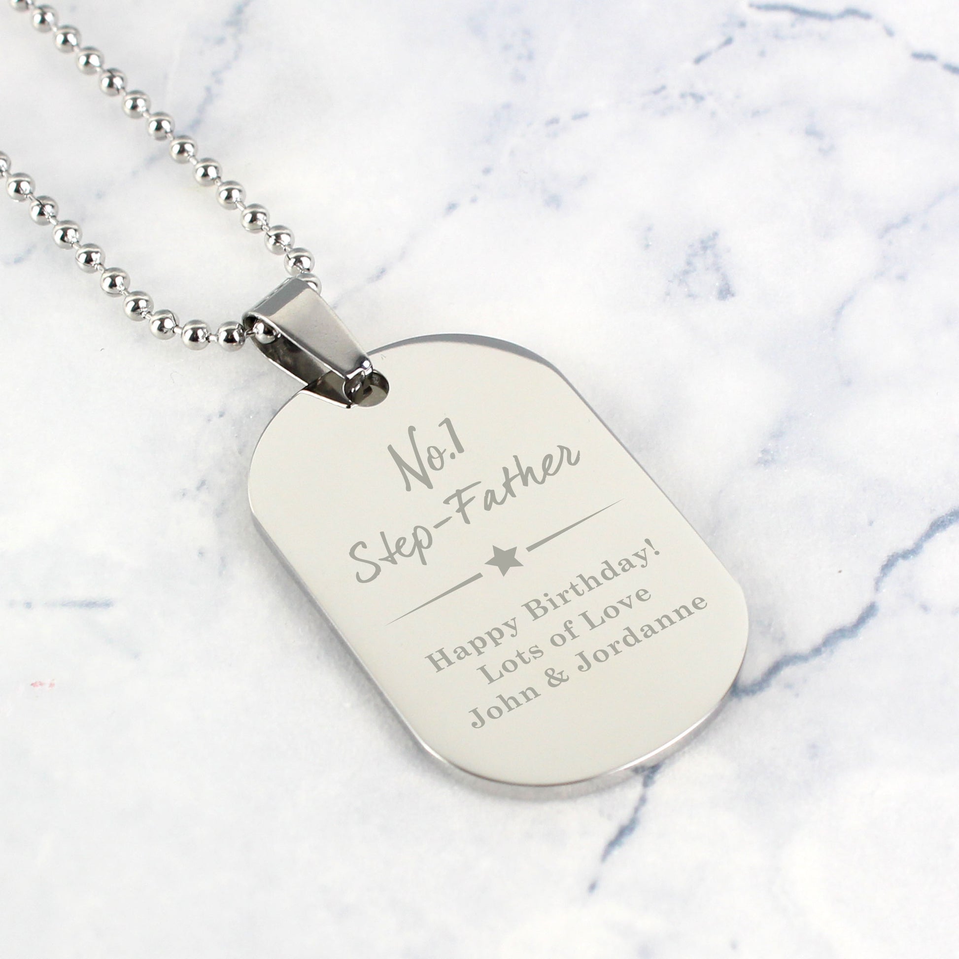 Personalised No.1 Stainless Steel Dog Tag Necklace - MK&JD Gifts