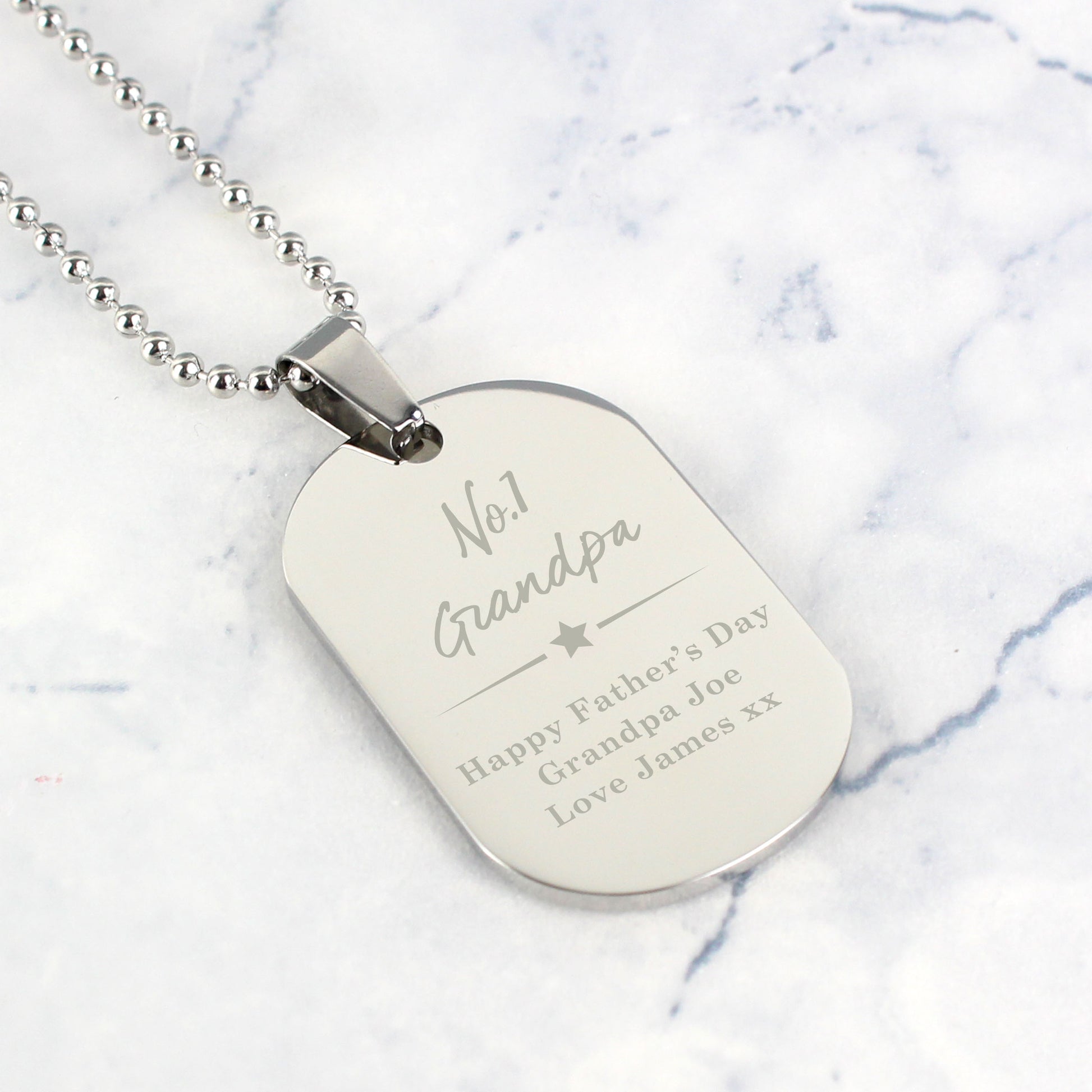 Personalised No.1 Stainless Steel Dog Tag Necklace - MK&JD Gifts