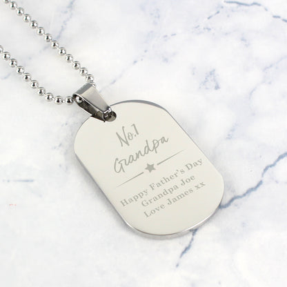 Personalised No.1 Stainless Steel Dog Tag Necklace - MK&JD Gifts
