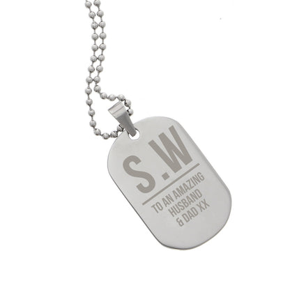 Personalised Initials Stainless Steel Dog Tag Necklace - MK&JD Gifts