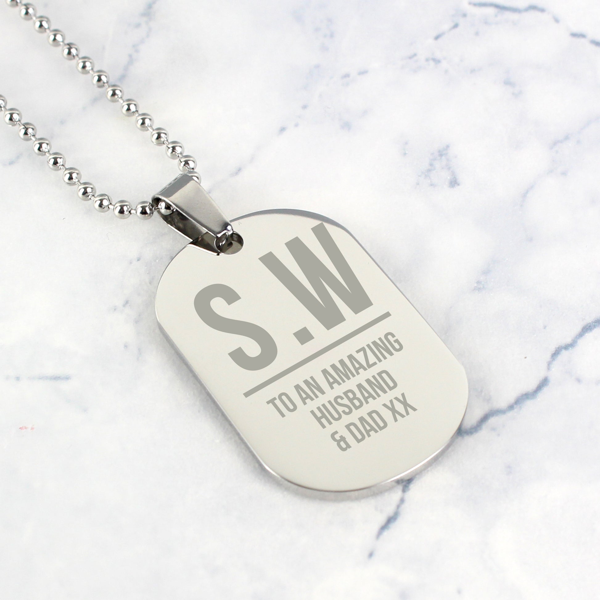 Personalised Initials Stainless Steel Dog Tag Necklace - MK&JD Gifts