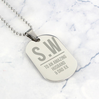 Personalised Initials Stainless Steel Dog Tag Necklace - MK&JD Gifts