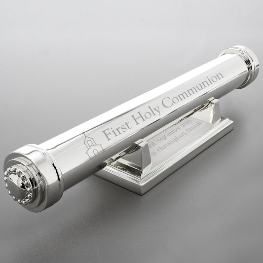 Personalised First Holy Communion Silver Plated Certificate Holder - MK&JD Gifts