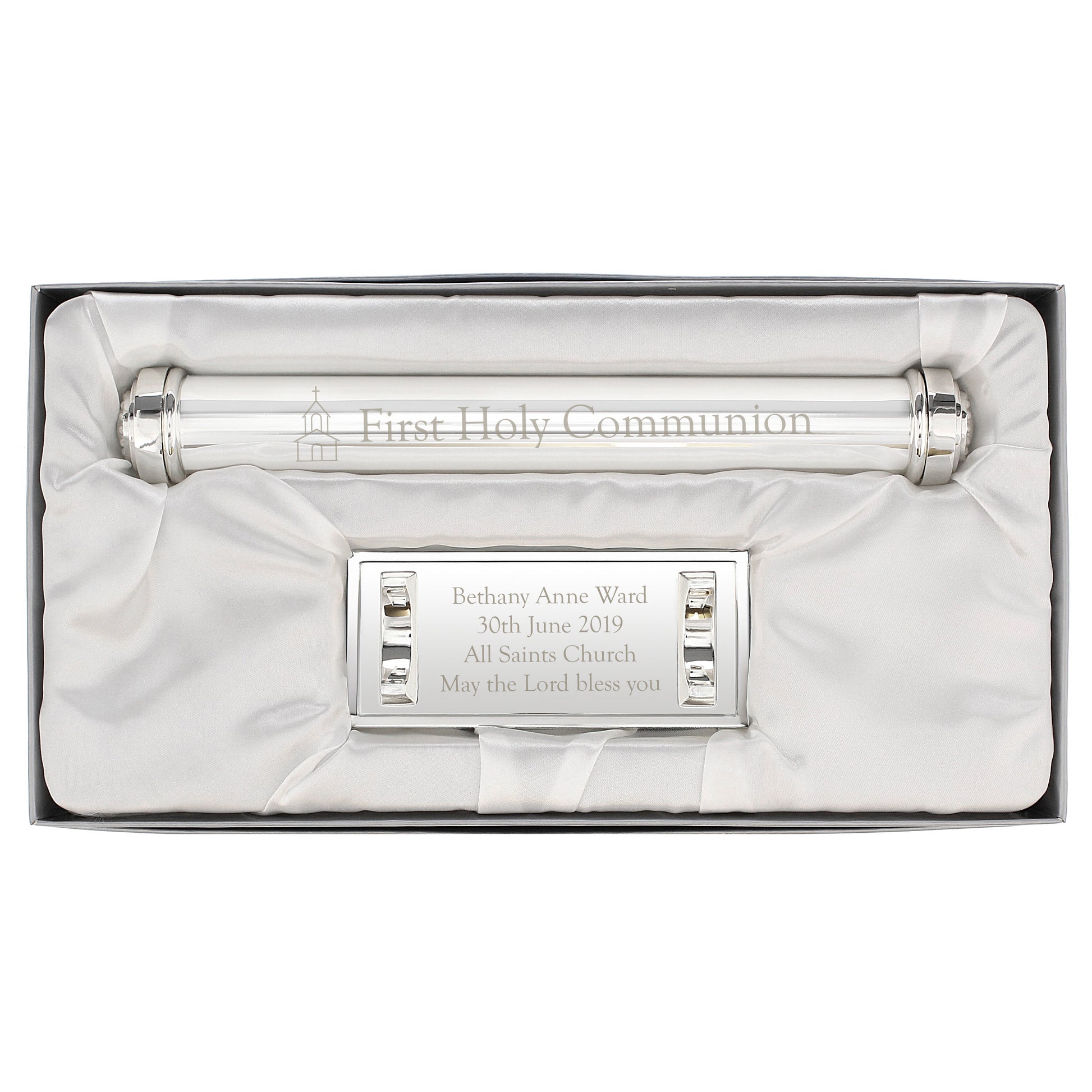 Personalised First Holy Communion Silver Plated Certificate Holder - MK&JD Gifts