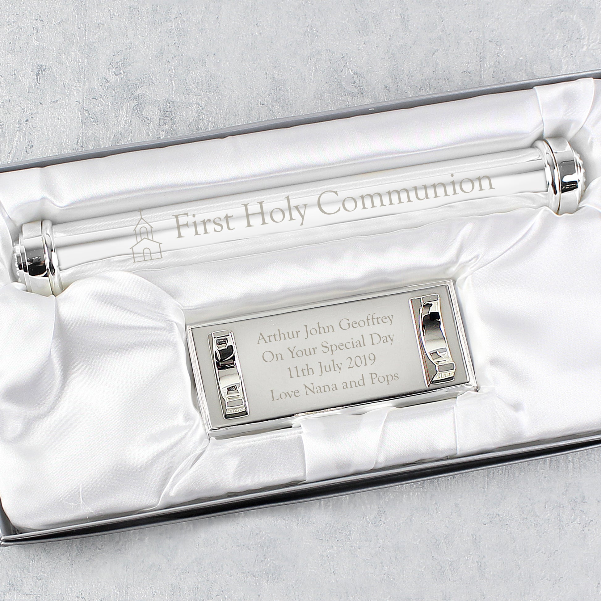 Personalised First Holy Communion Silver Plated Certificate Holder - MK&JD Gifts
