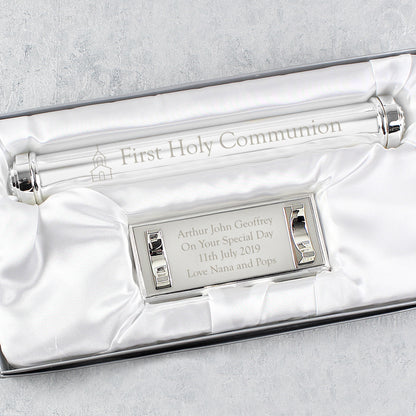 Personalised First Holy Communion Silver Plated Certificate Holder - MK&JD Gifts