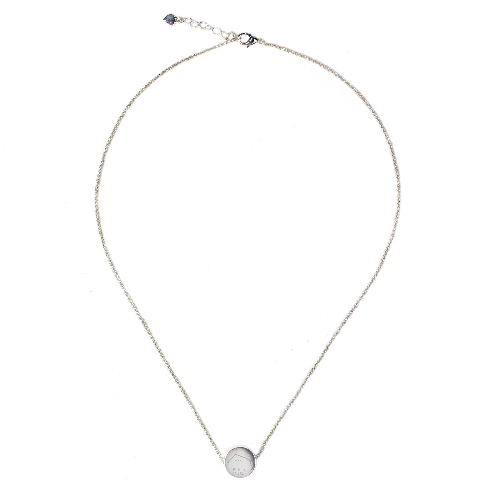 Personalised Aries Zodiac Star Sign Silver Tone Necklace (March 21st-April 19th) - MK&JD Gifts