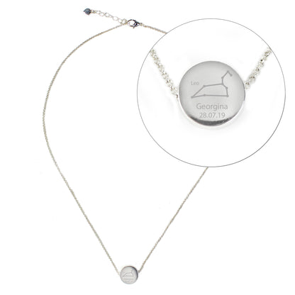 Personalised Leo Zodiac Star Sign Silver Tone Necklace (July 23rd - August 22nd) - MK&JD Gifts