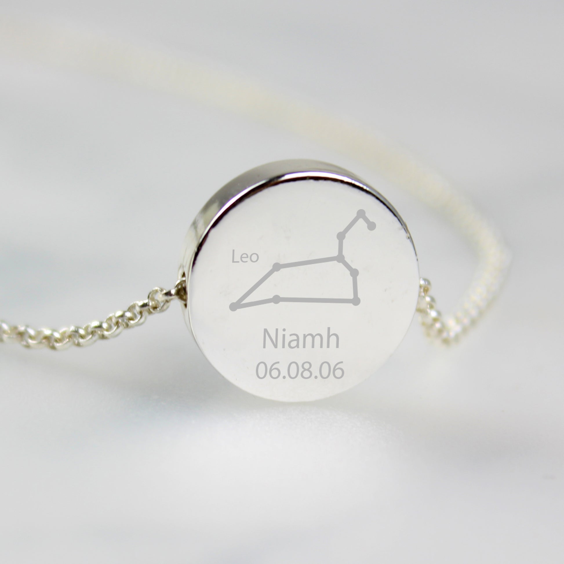 Personalised Leo Zodiac Star Sign Silver Tone Necklace (July 23rd - August 22nd) - MK&JD Gifts