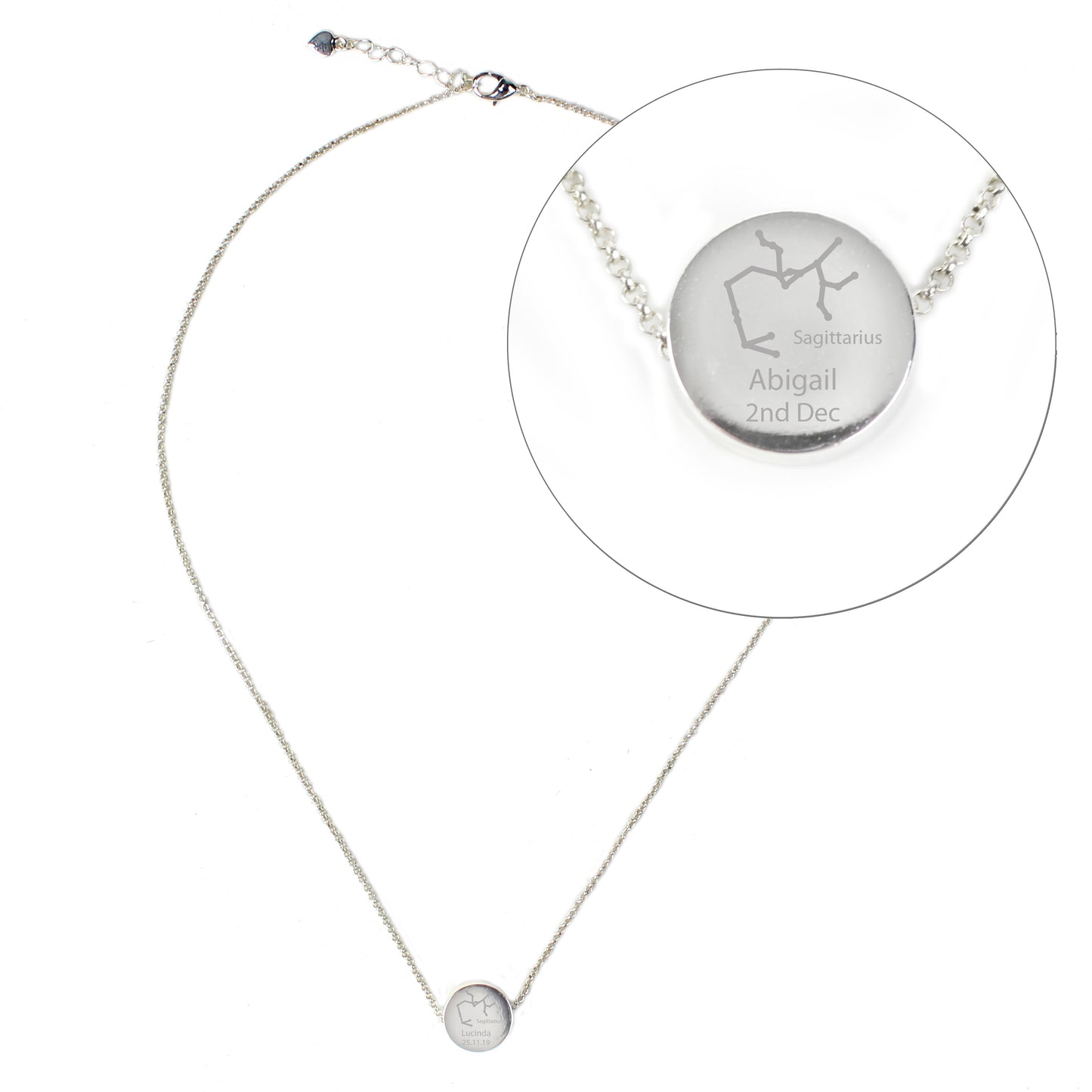 Personalised Sagittarius Zodiac Star Sign Silver Tone Necklace (November 22nd - December 21st) - MK&JD Gifts