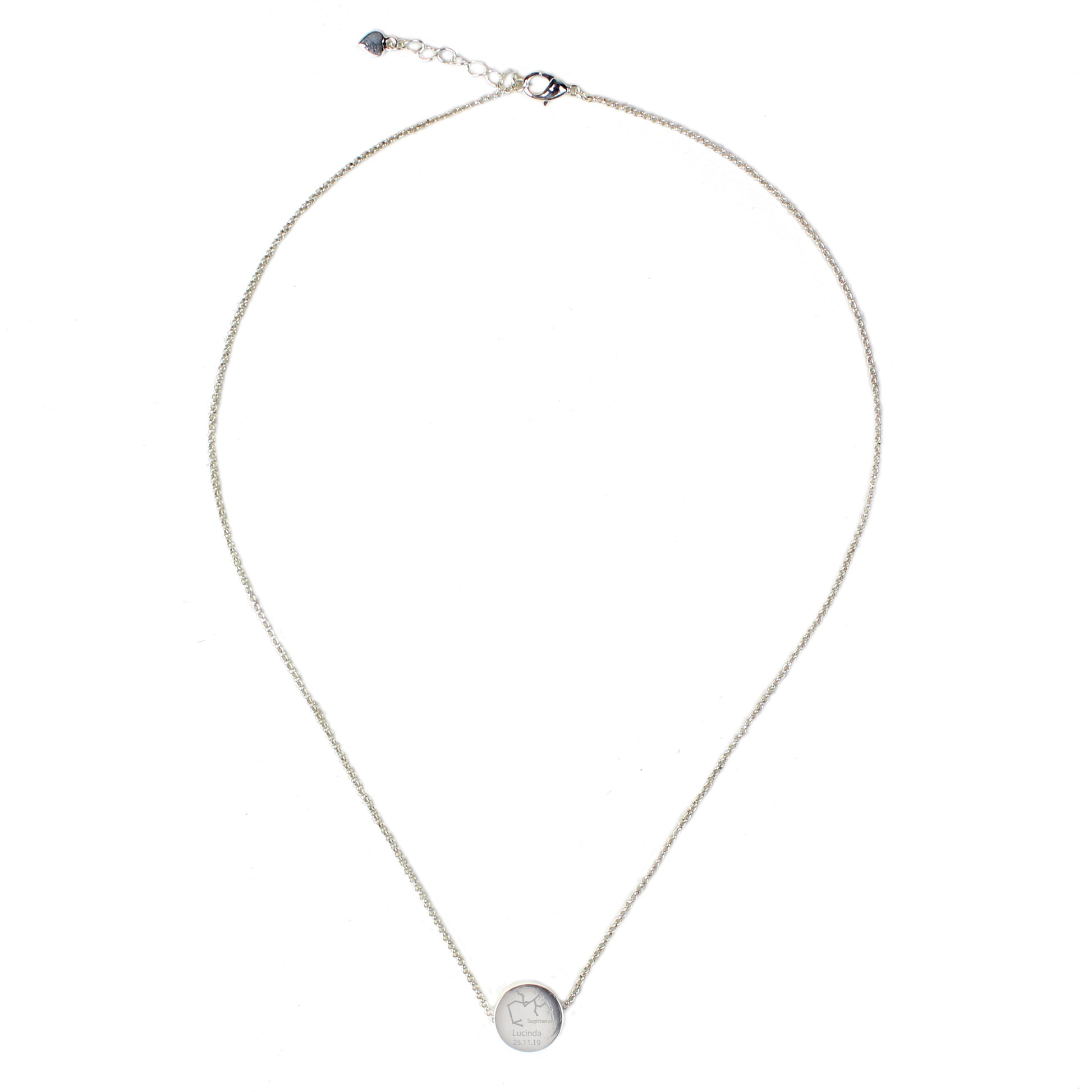Personalised Sagittarius Zodiac Star Sign Silver Tone Necklace (November 22nd - December 21st) - MK&JD Gifts
