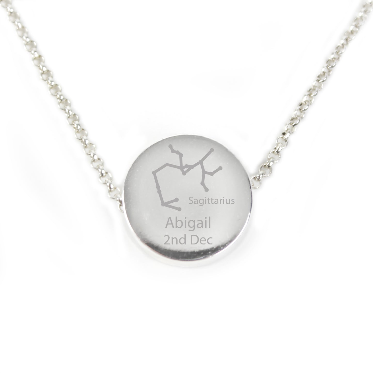 Personalised Sagittarius Zodiac Star Sign Silver Tone Necklace (November 22nd - December 21st) - MK&JD Gifts