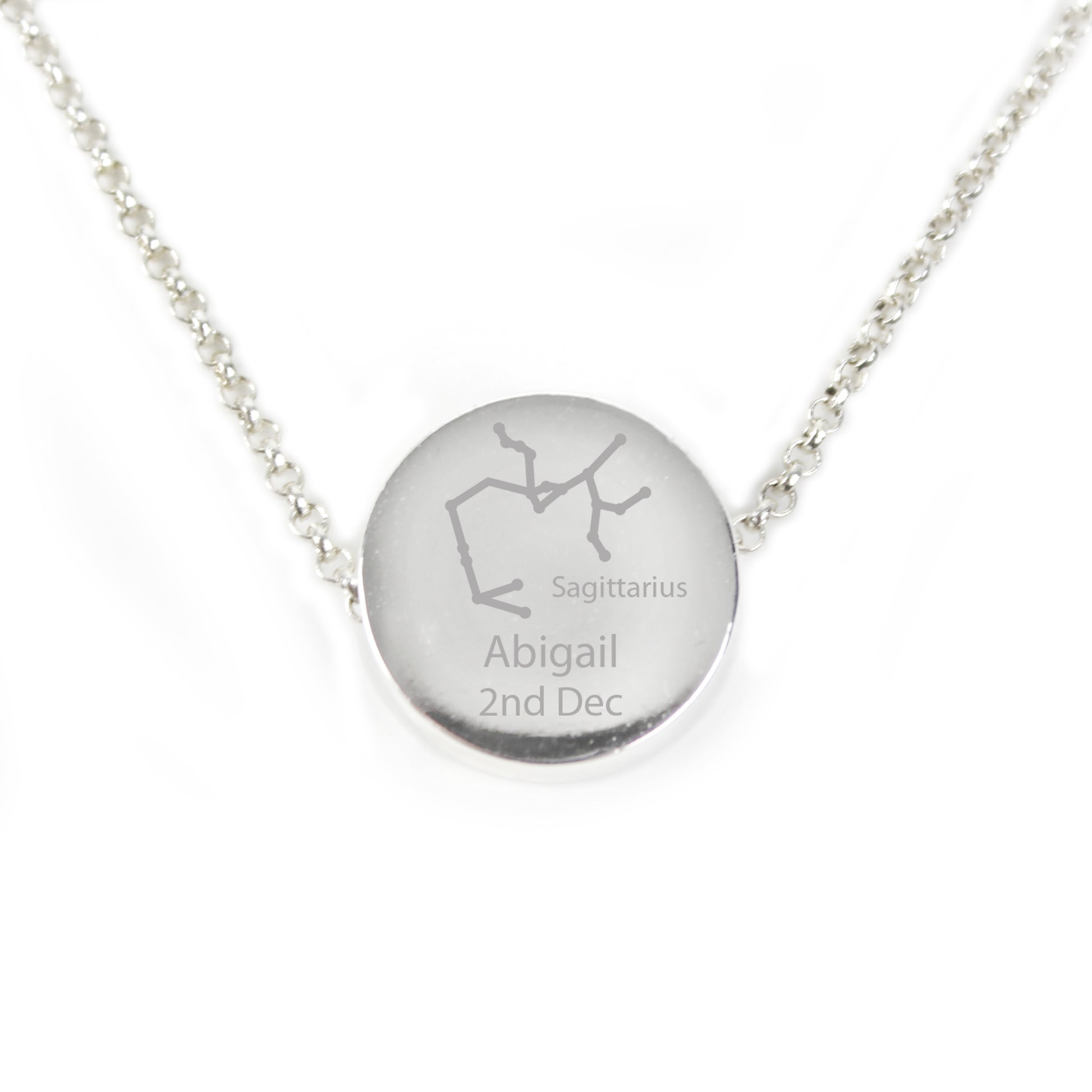 Personalised Sagittarius Zodiac Star Sign Silver Tone Necklace (November 22nd - December 21st) - MK&JD Gifts