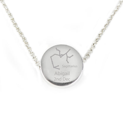 Personalised Sagittarius Zodiac Star Sign Silver Tone Necklace (November 22nd - December 21st) - MK&JD Gifts