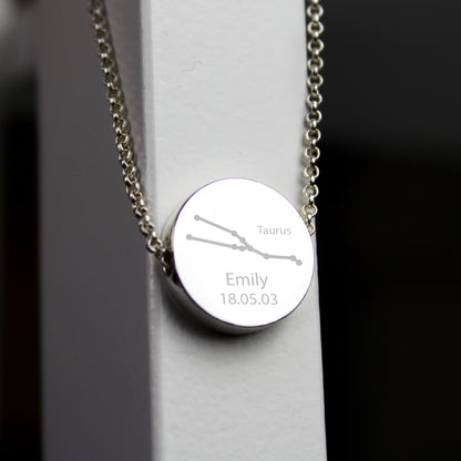 Personalised Taurus Zodiac Star Sign  Silver Tone Necklace (April 20th - May 20th) - MK&JD Gifts
