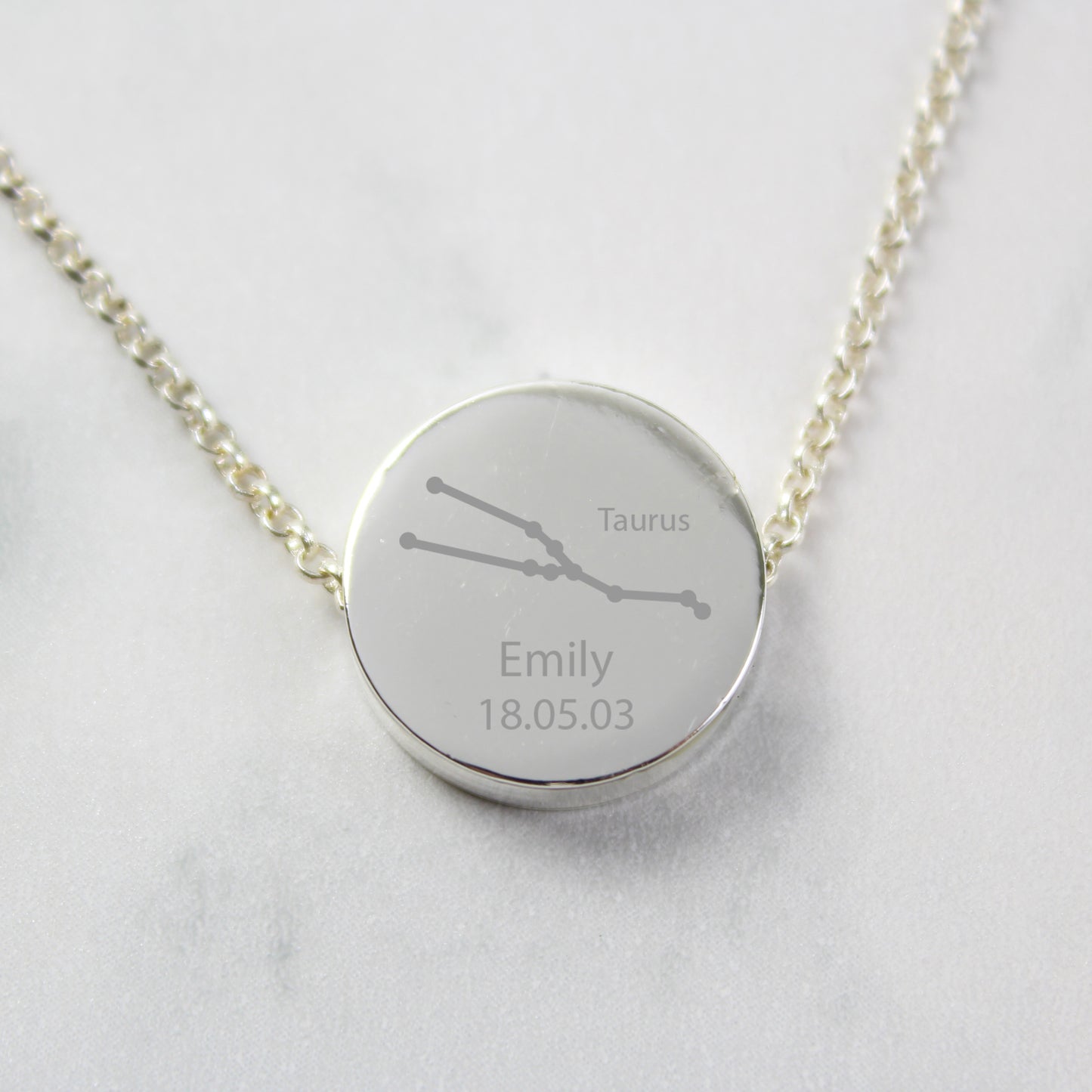 Personalised Taurus Zodiac Star Sign  Silver Tone Necklace (April 20th - May 20th) - MK&JD Gifts