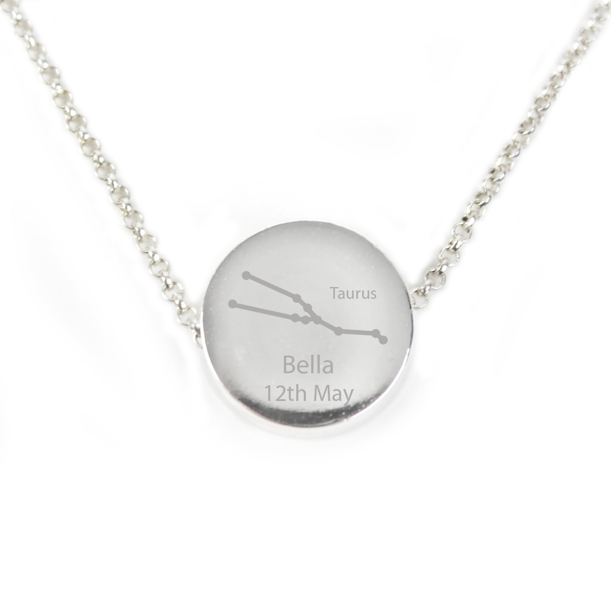 Personalised Taurus Zodiac Star Sign  Silver Tone Necklace (April 20th - May 20th) - MK&JD Gifts