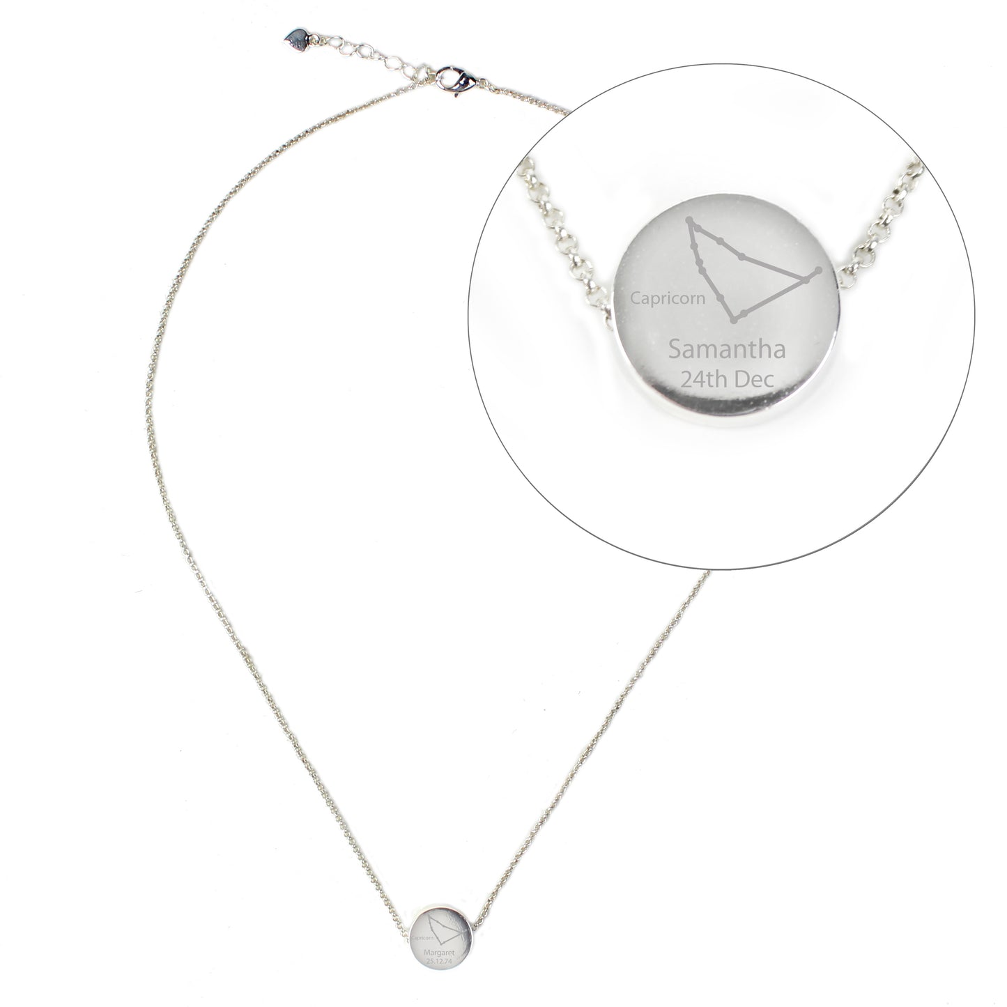 Personalised Capricorn Zodiac Star Sign Silver Tone Necklace (December 22nd - 19th January) - MK&JD Gifts
