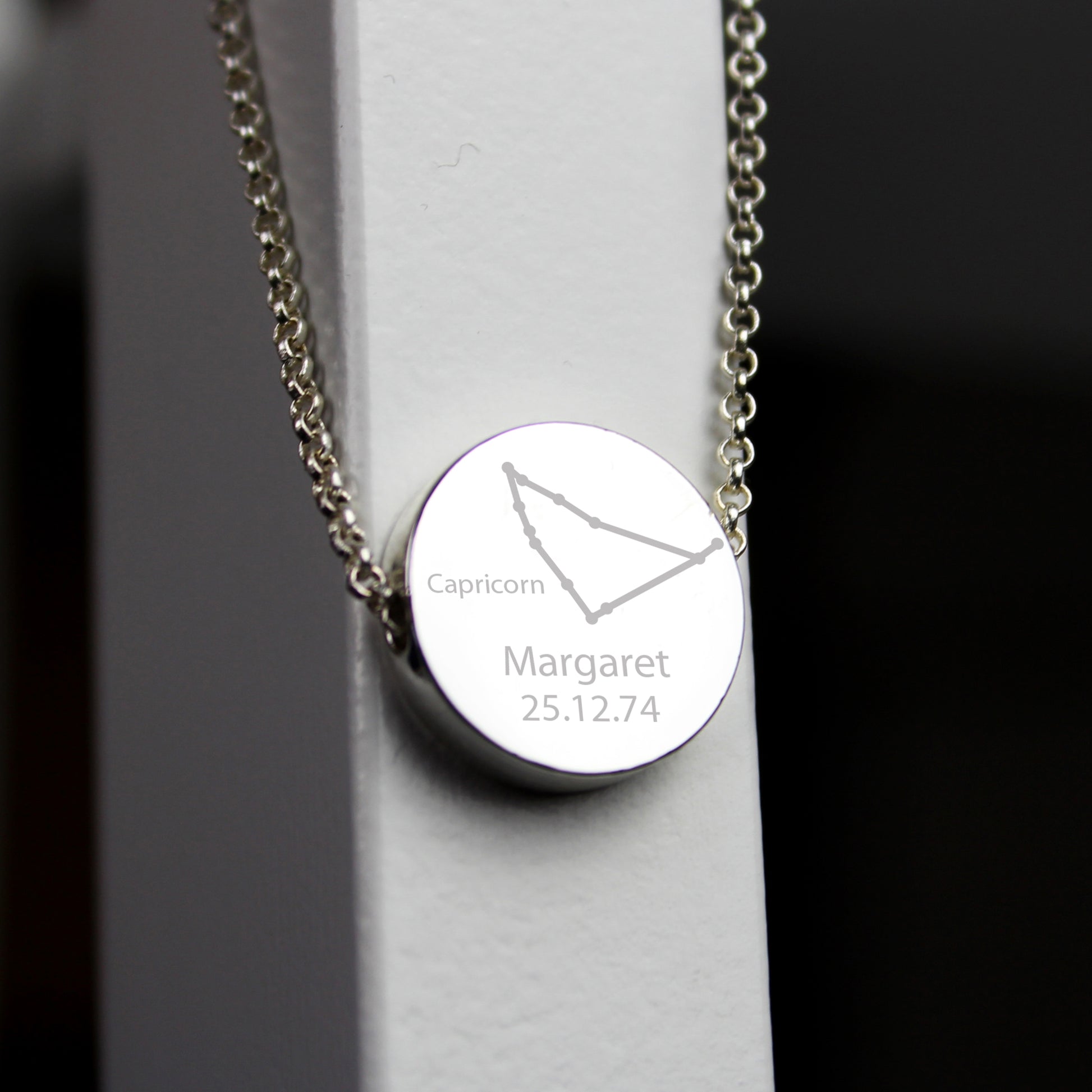 Personalised Capricorn Zodiac Star Sign Silver Tone Necklace (December 22nd - 19th January) - MK&JD Gifts