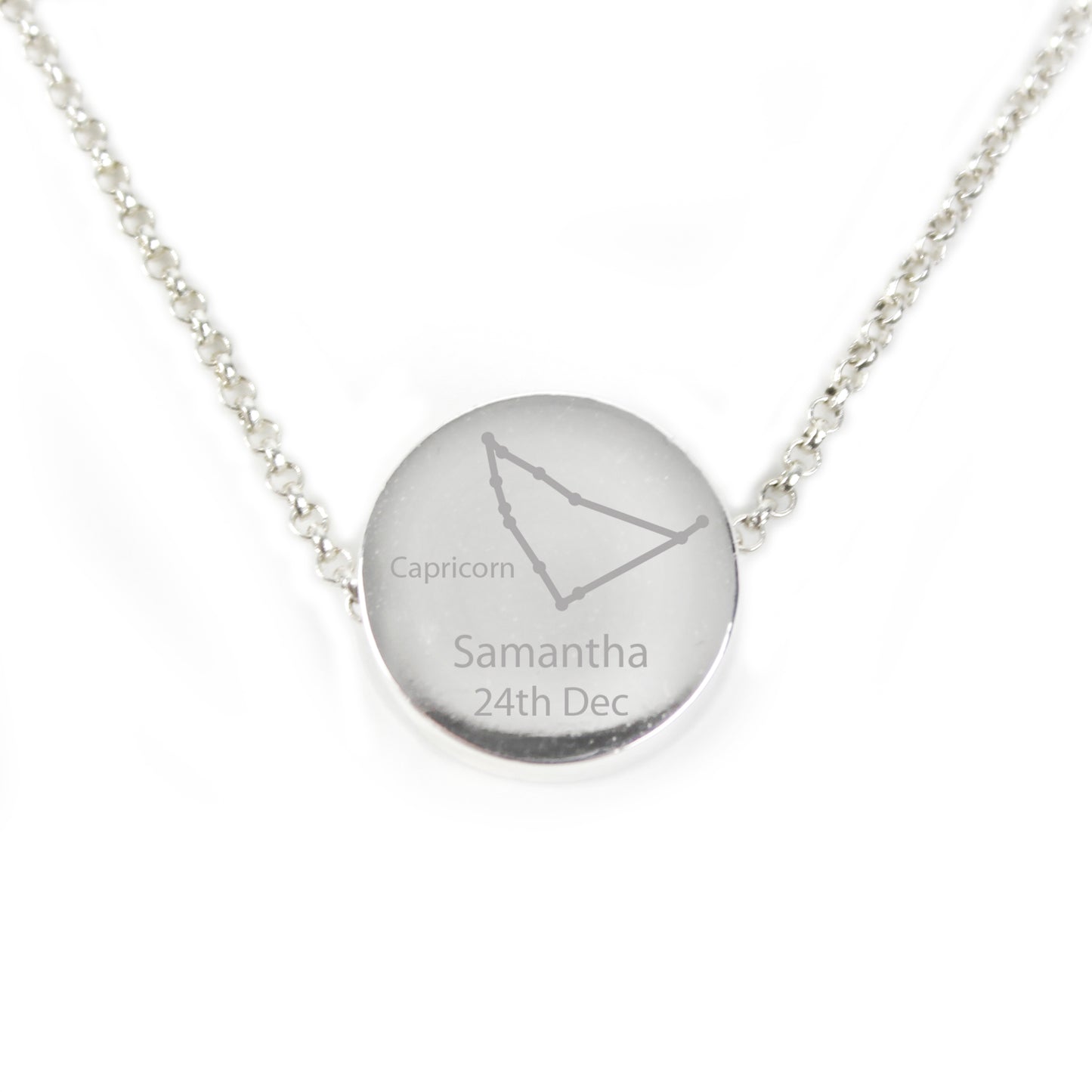 Personalised Capricorn Zodiac Star Sign Silver Tone Necklace (December 22nd - 19th January) - MK&JD Gifts