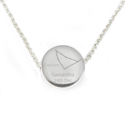 Personalised Capricorn Zodiac Star Sign Silver Tone Necklace (December 22nd - 19th January) - MK&JD Gifts