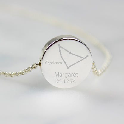 Personalised Capricorn Zodiac Star Sign Silver Tone Necklace (December 22nd - 19th January) - MK&JD Gifts