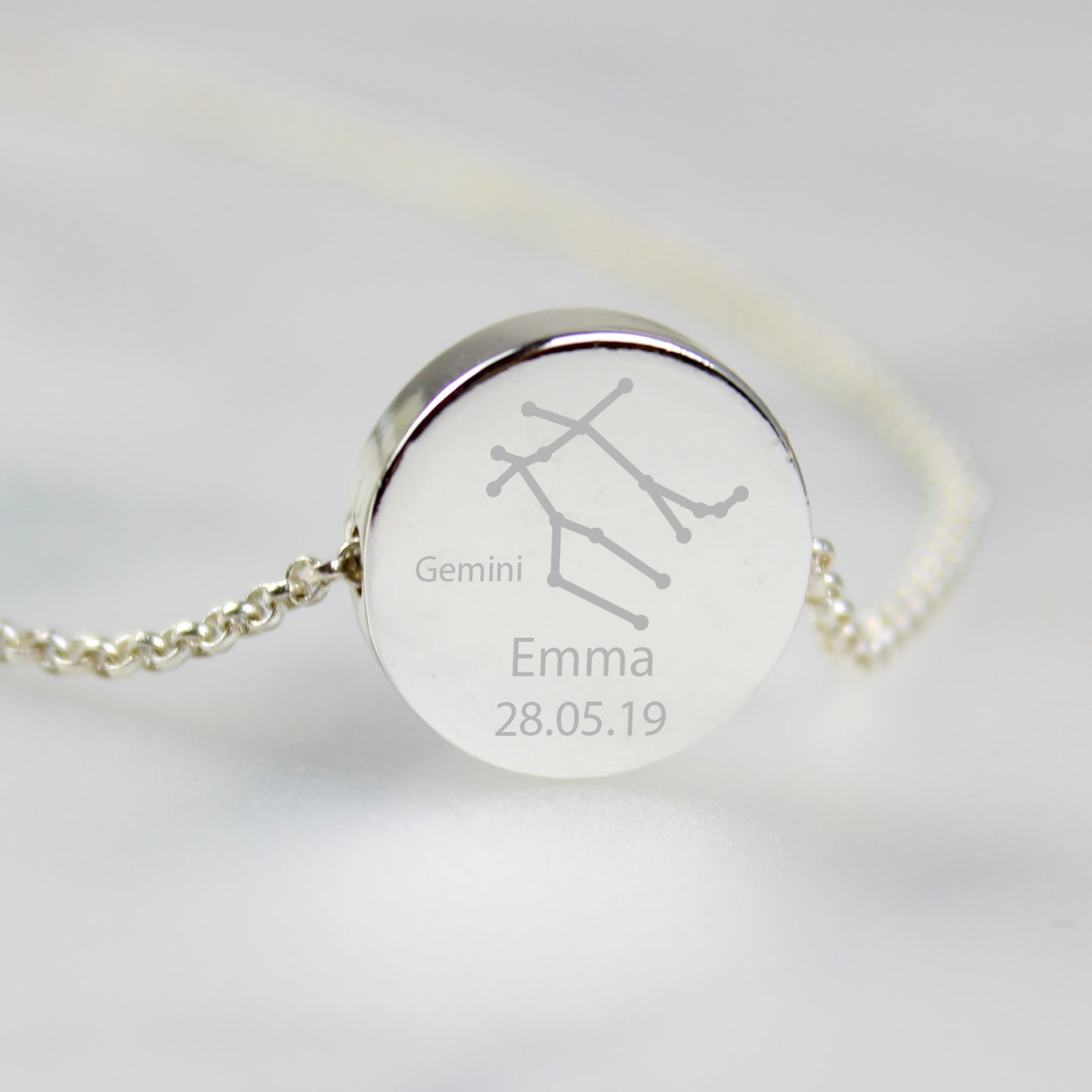 Personalised Gemini Zodiac Star Sign Silver Tone Necklace (May 21st - June 20th) - MK&JD Gifts