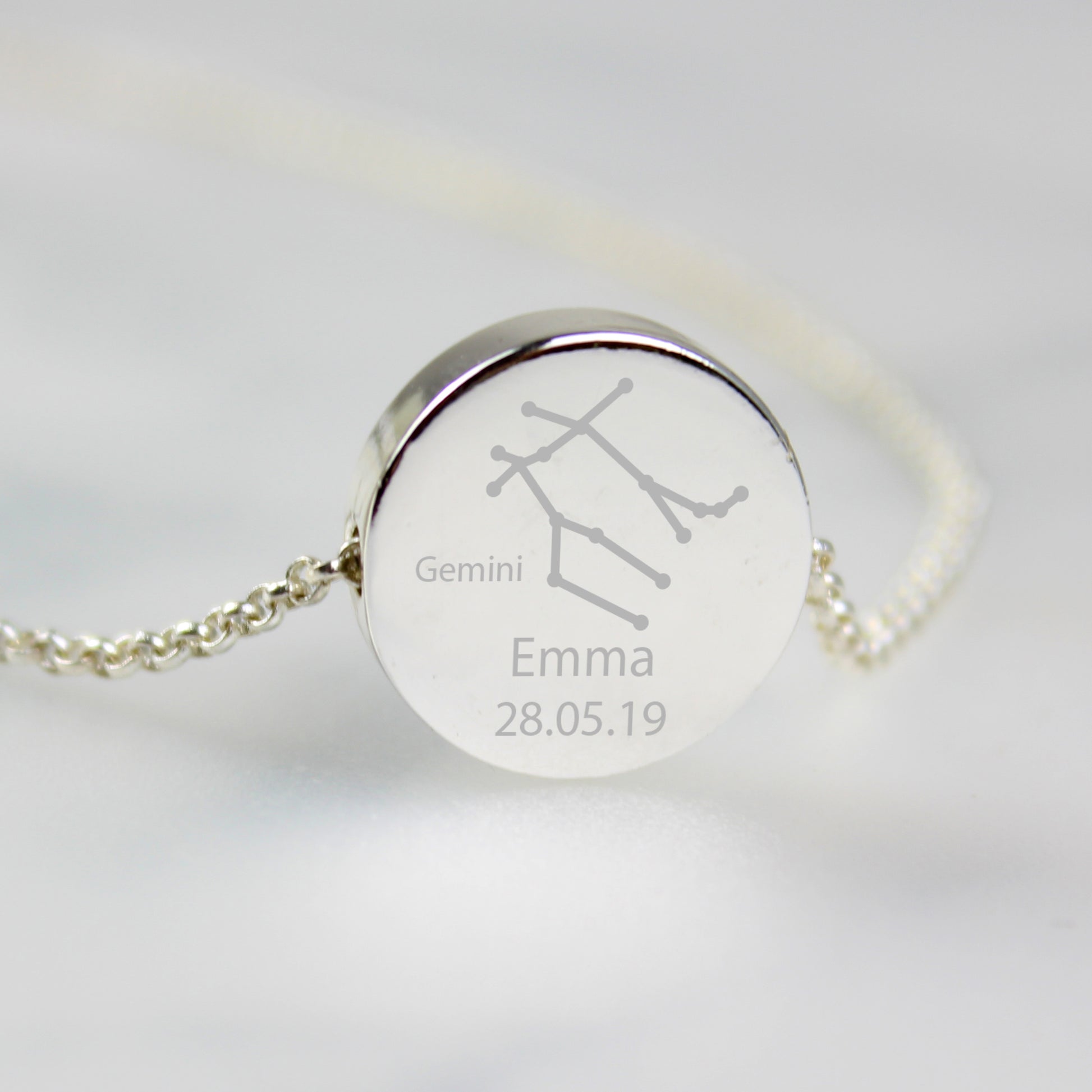 Personalised Gemini Zodiac Star Sign Silver Tone Necklace (May 21st - June 20th) - MK&JD Gifts