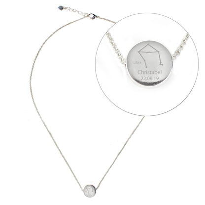 Personalised Libra Zodiac Star Sign Silver Tone Necklace (September 23rd - October 22nd) - MK&JD Gifts