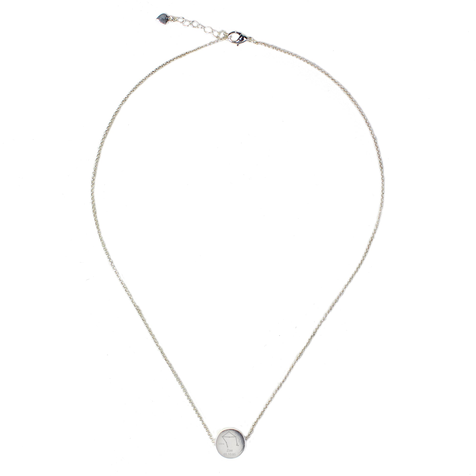 Personalised Libra Zodiac Star Sign Silver Tone Necklace (September 23rd - October 22nd) - MK&JD Gifts