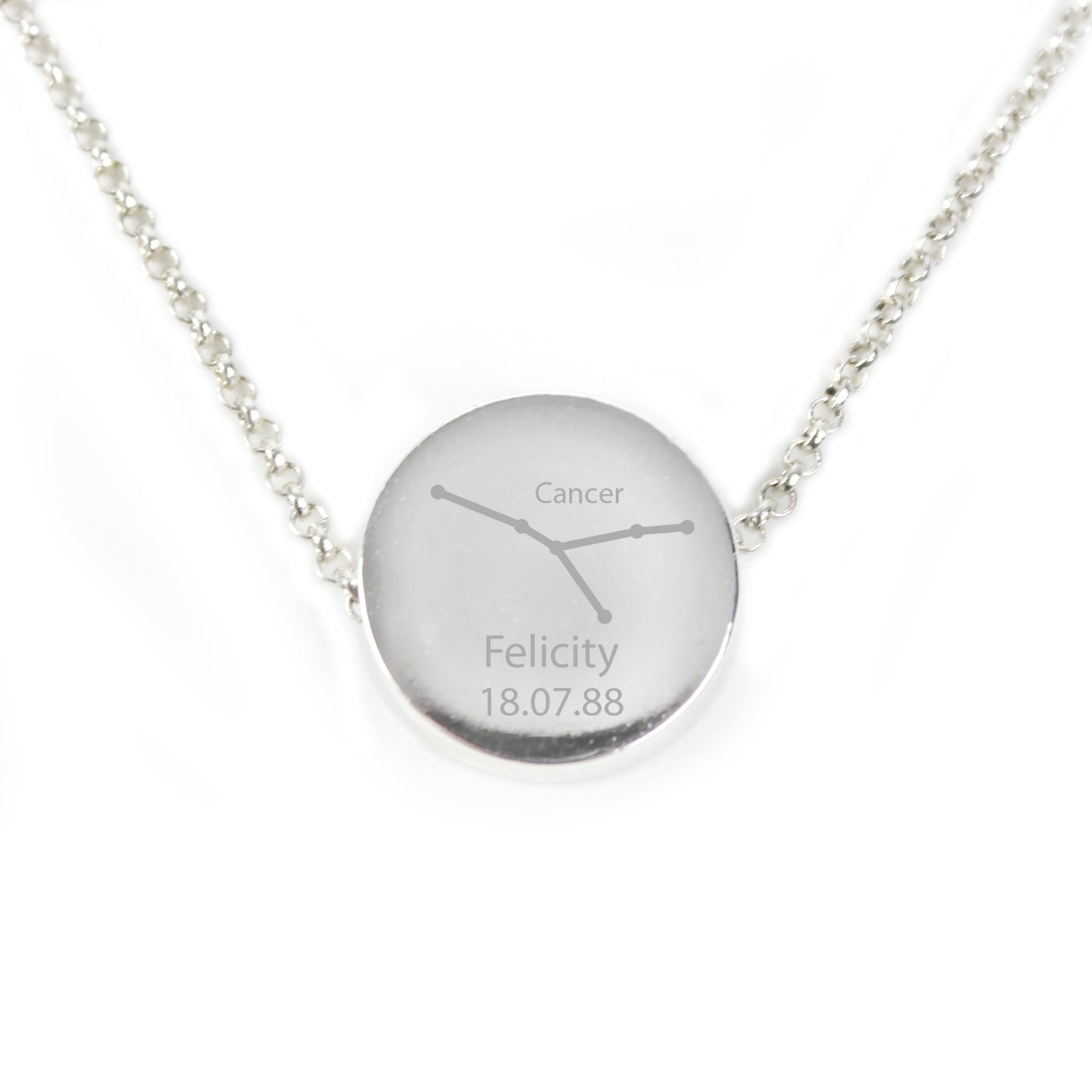 Personalised Cancer Zodiac Star Sign Silver Tone Necklace (21st June - 22nd July) - MK&JD Gifts