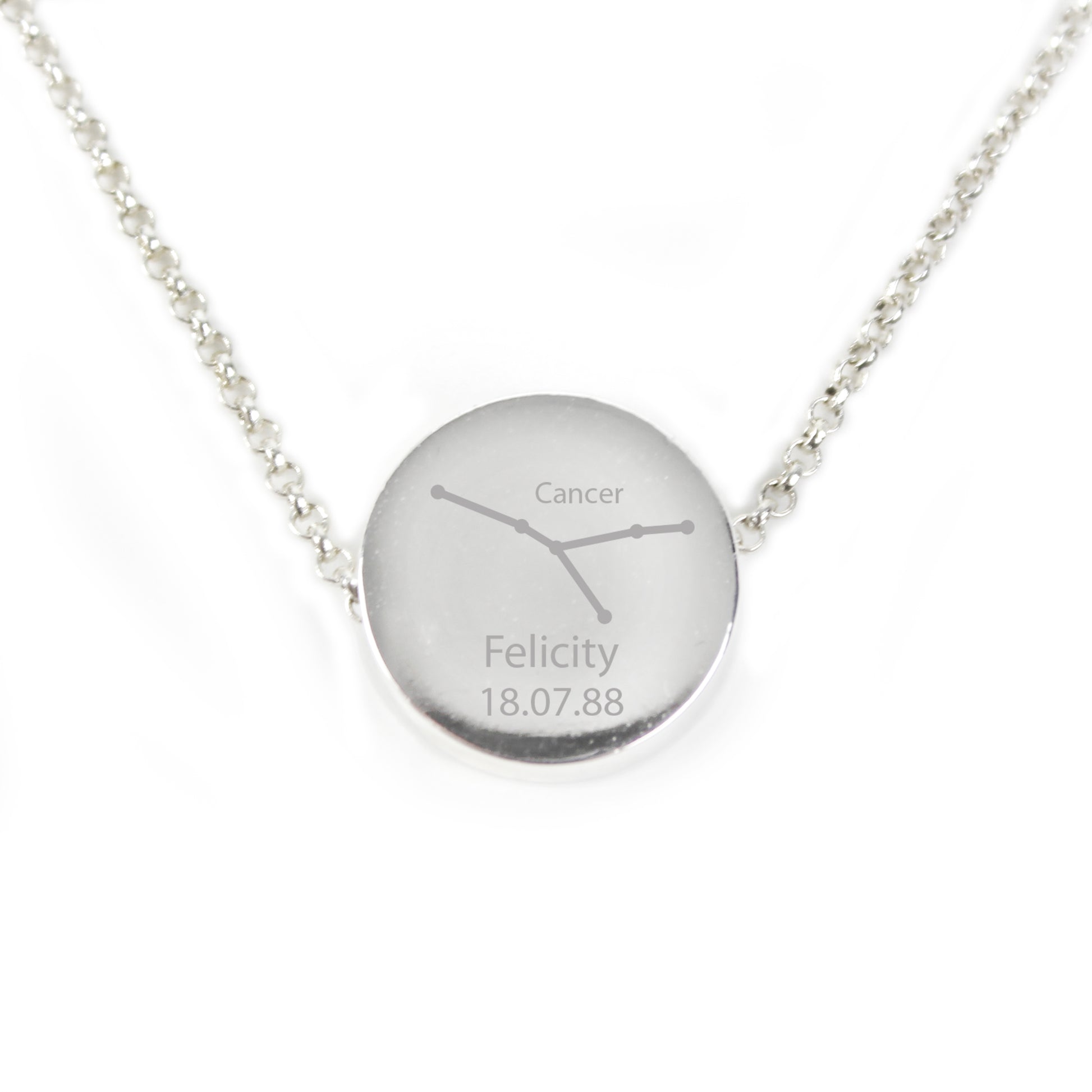 Personalised Cancer Zodiac Star Sign Silver Tone Necklace (21st June - 22nd July) - MK&JD Gifts