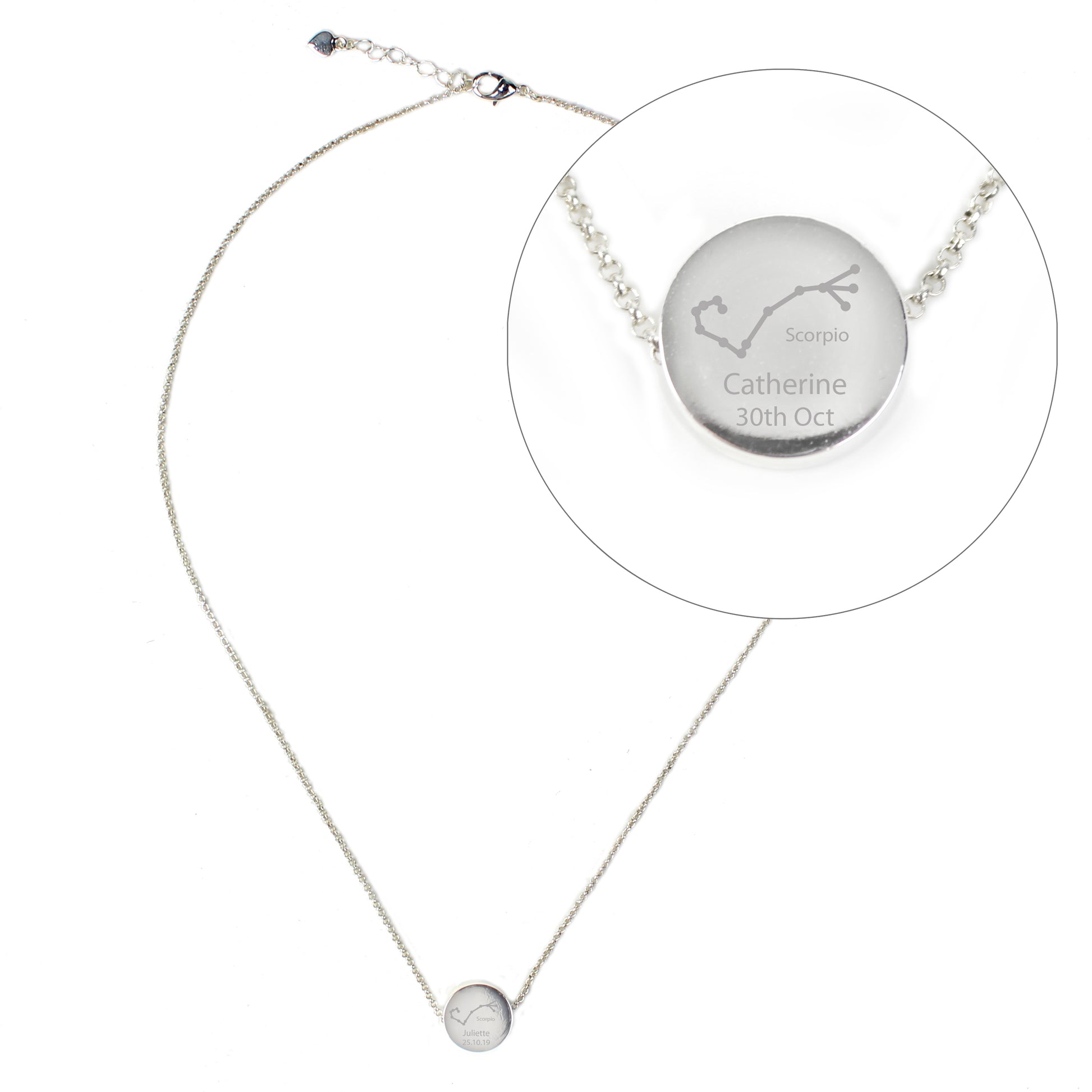 Personalised Scorpio Zodiac Star Sign Silver Tone Necklace (October 23rd - November 21st) - MK&JD Gifts