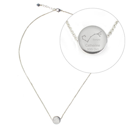 Personalised Scorpio Zodiac Star Sign Silver Tone Necklace (October 23rd - November 21st) - MK&JD Gifts