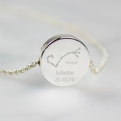Personalised Scorpio Zodiac Star Sign Silver Tone Necklace (October 23rd - November 21st) - MK&JD Gifts