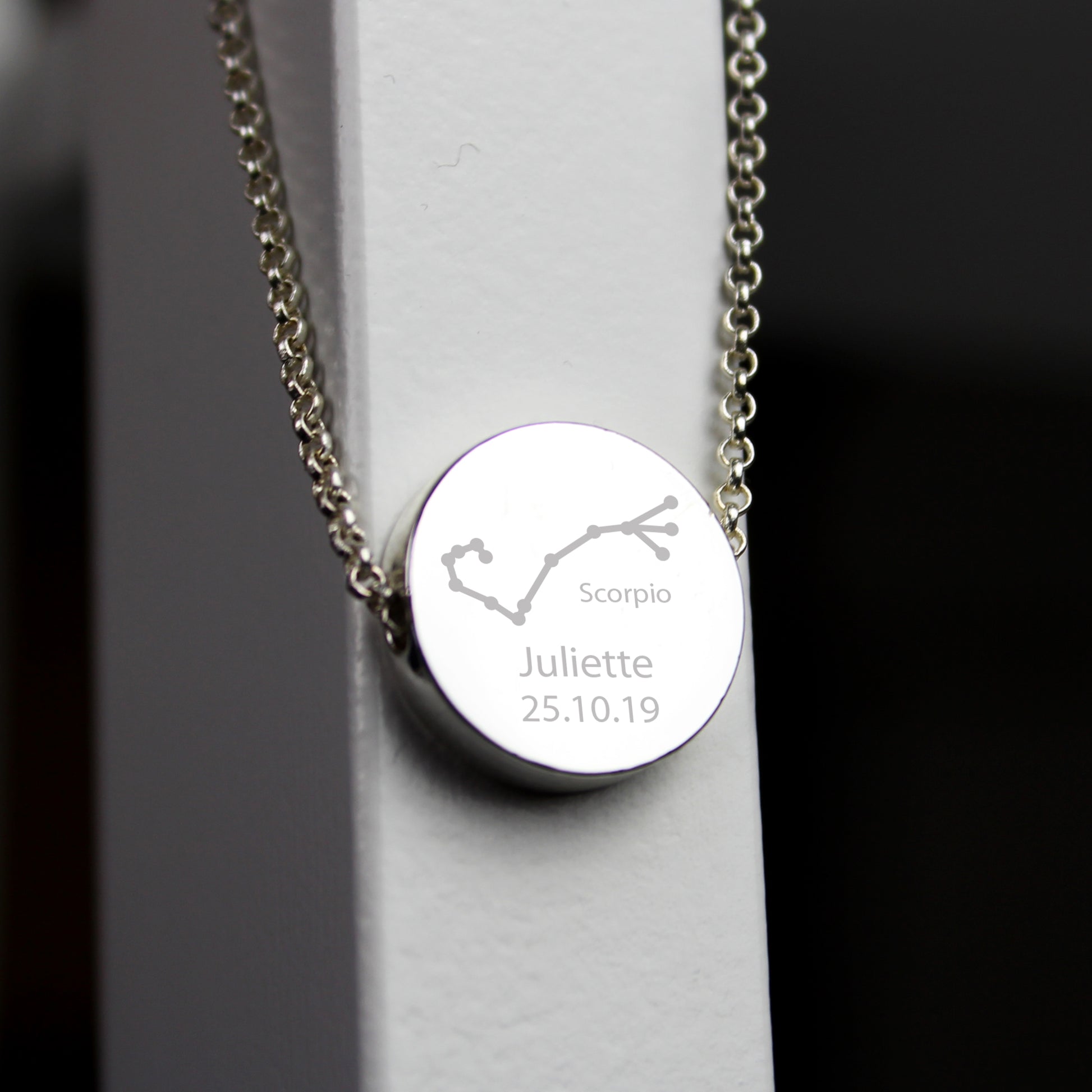 Personalised Scorpio Zodiac Star Sign Silver Tone Necklace (October 23rd - November 21st) - MK&JD Gifts
