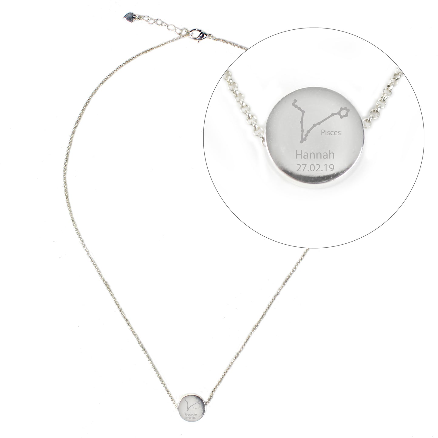 Personalised Pisces Zodiac Star Sign Silver Tone Necklace (February 19th - March 20th) - MK&JD Gifts
