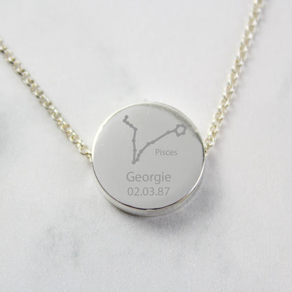Personalised Pisces Zodiac Star Sign Silver Tone Necklace (February 19th - March 20th) - MK&JD Gifts