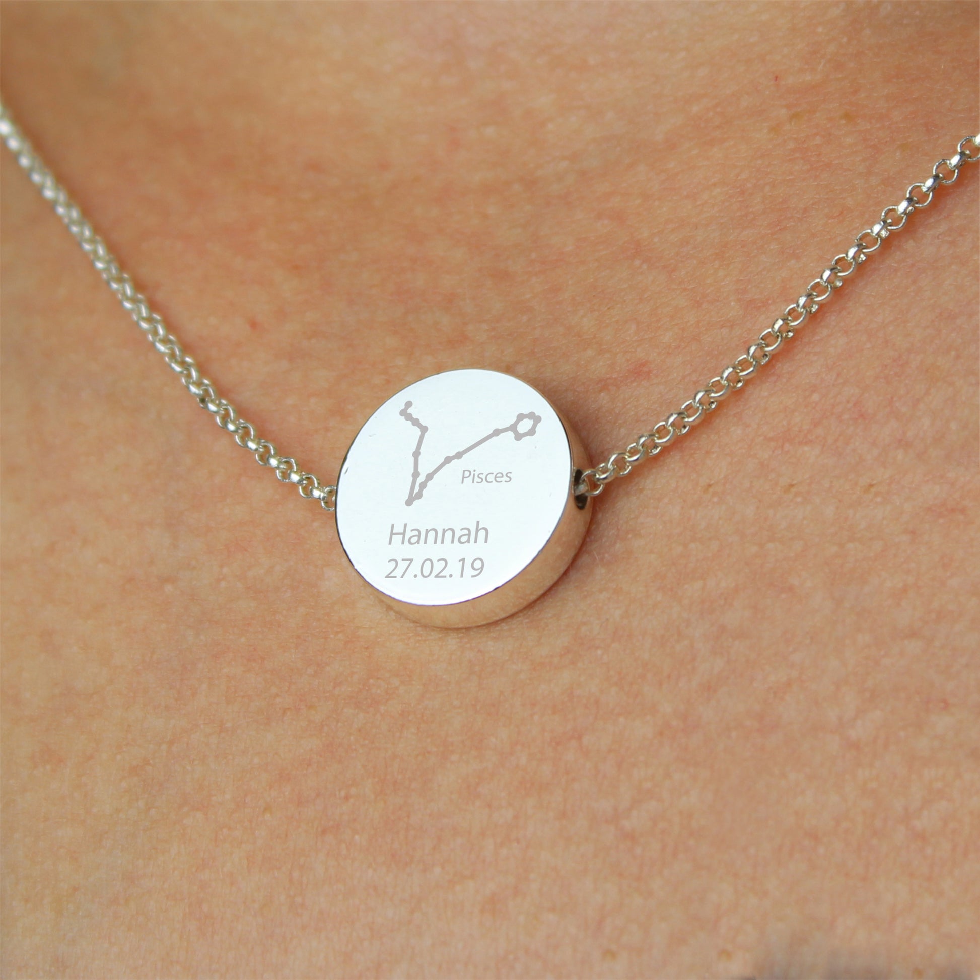 Personalised Pisces Zodiac Star Sign Silver Tone Necklace (February 19th - March 20th) - MK&JD Gifts