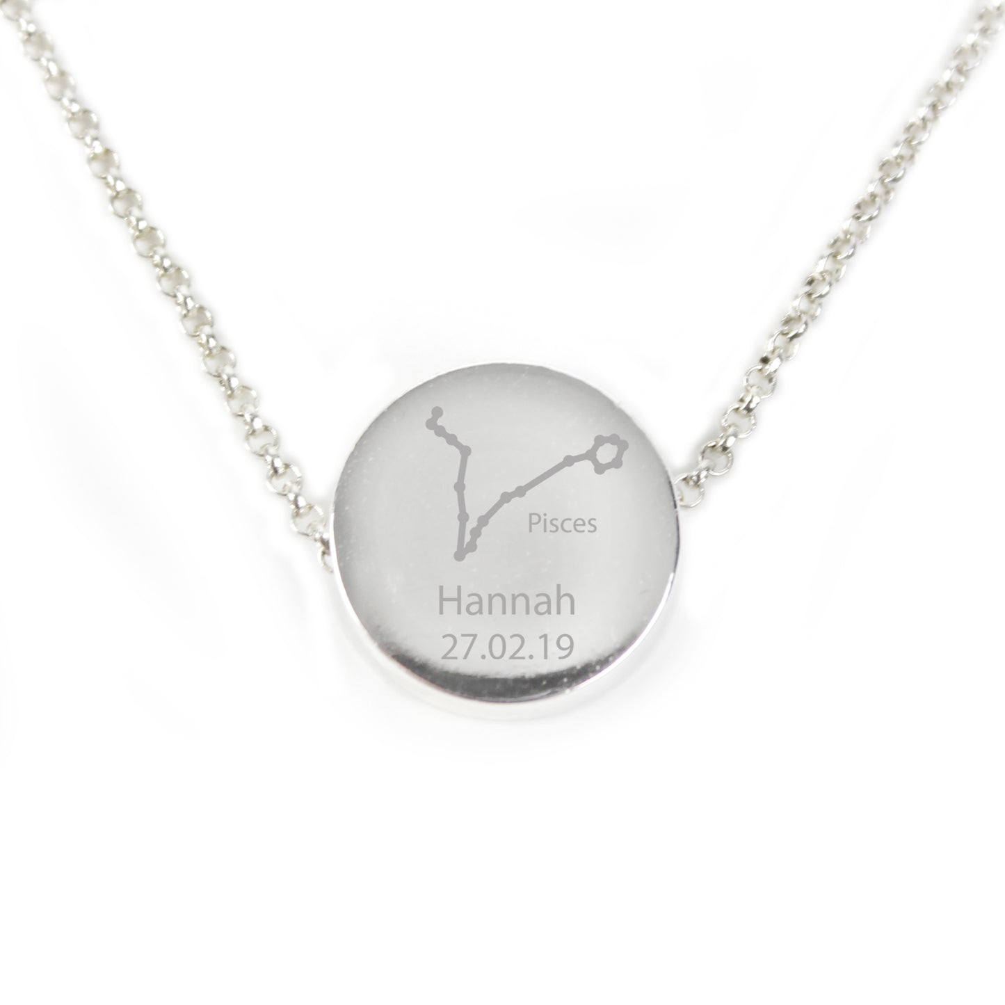 Personalised Pisces Zodiac Star Sign Silver Tone Necklace (February 19th - March 20th) - MK&JD Gifts