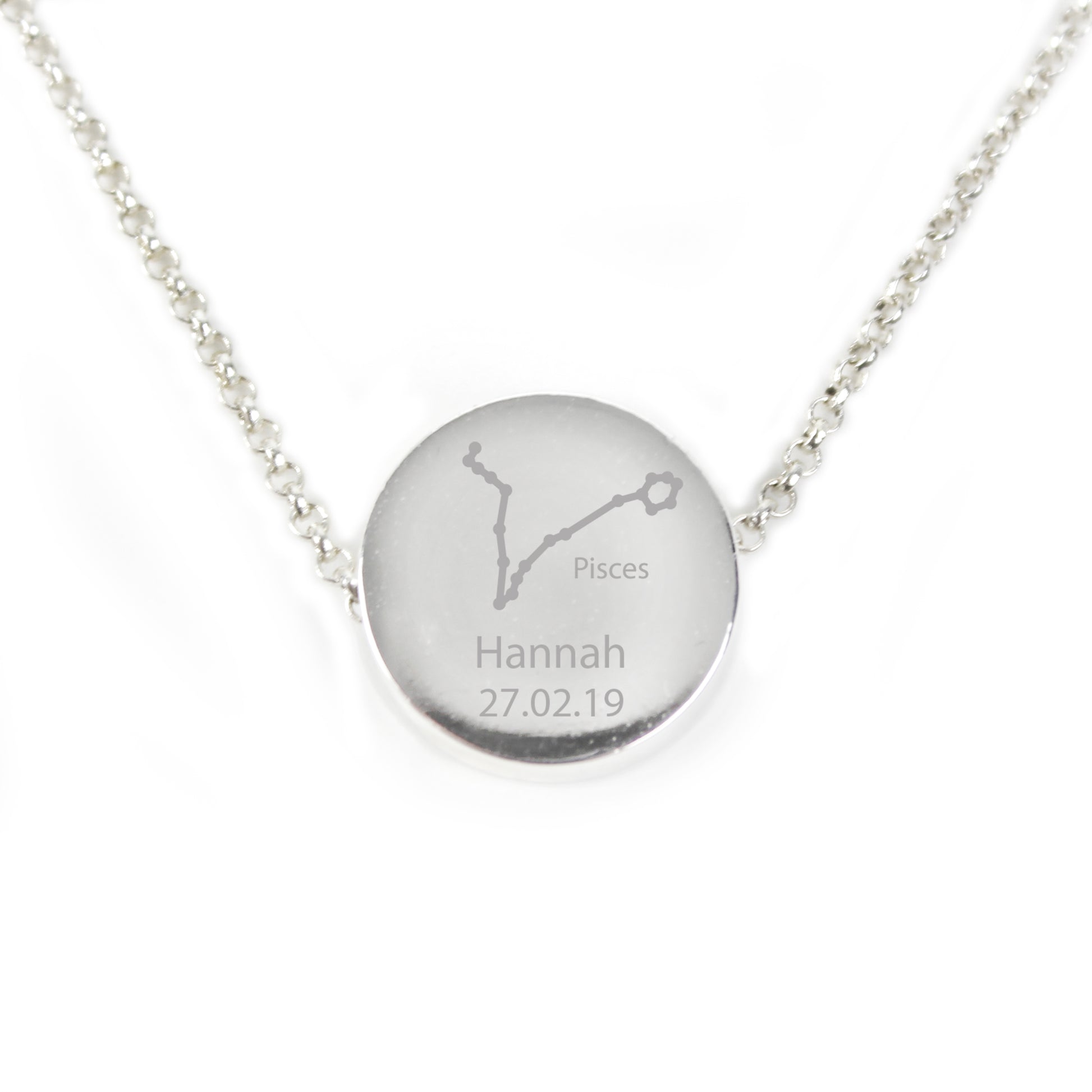 Personalised Pisces Zodiac Star Sign Silver Tone Necklace (February 19th - March 20th) - MK&JD Gifts