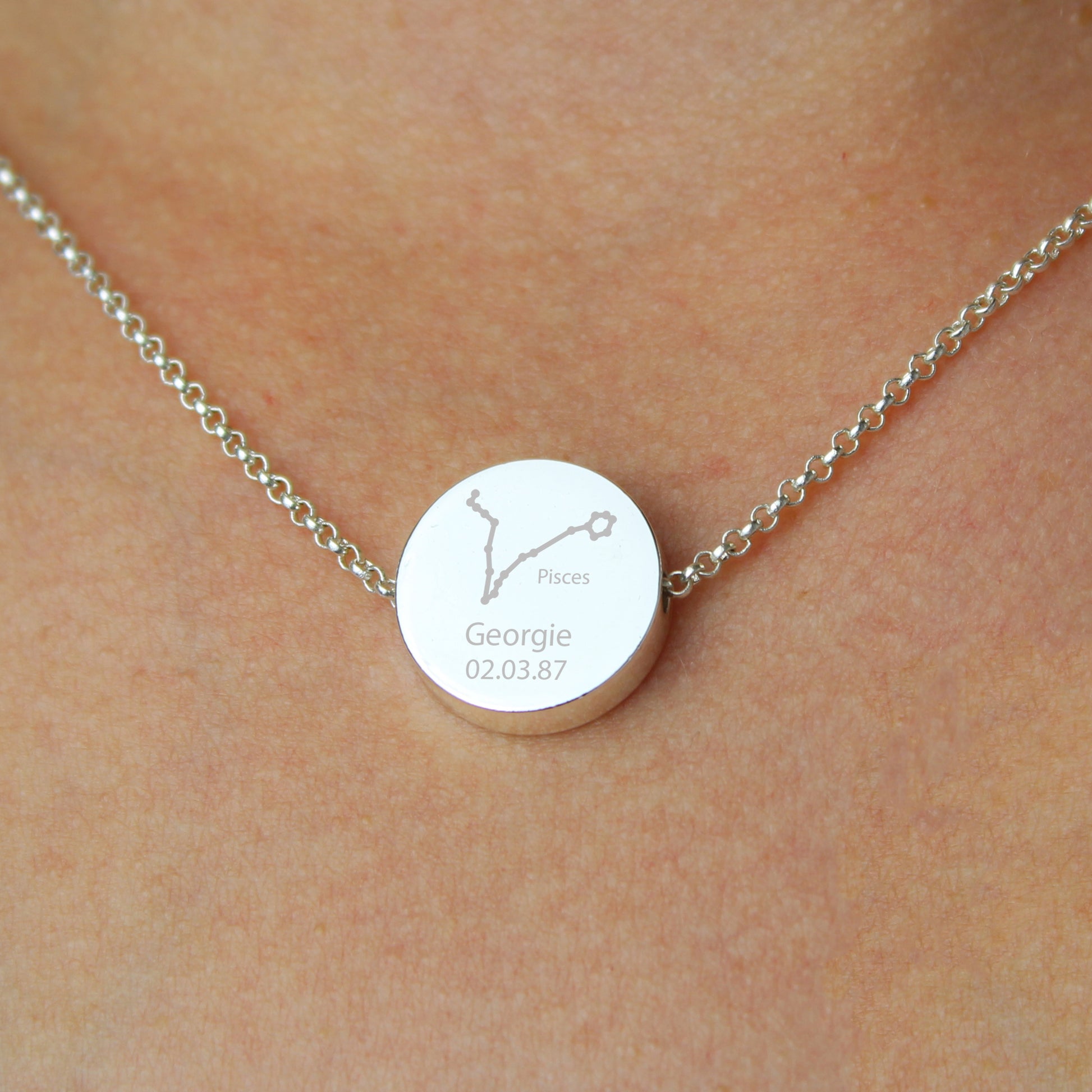 Personalised Pisces Zodiac Star Sign Silver Tone Necklace (February 19th - March 20th) - MK&JD Gifts