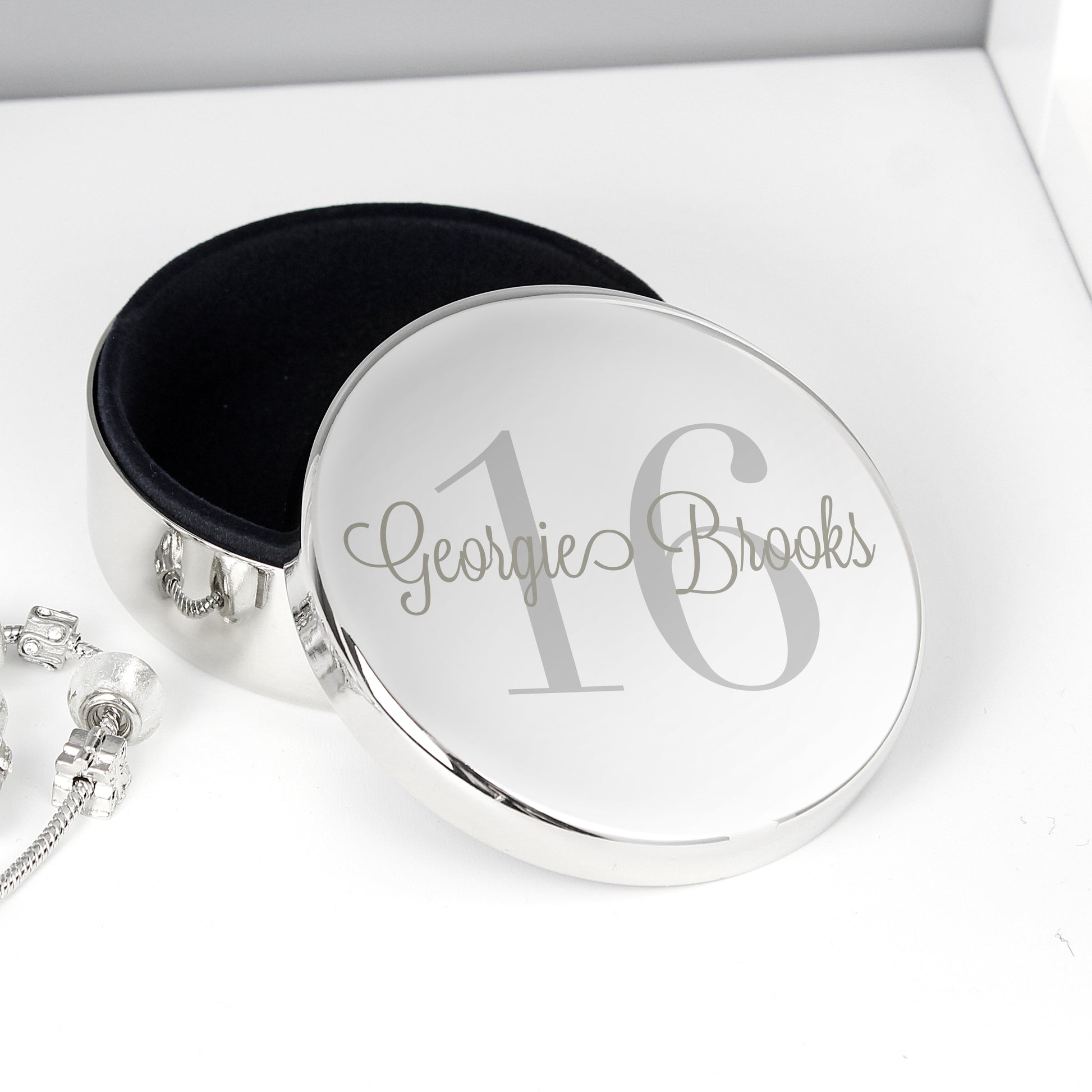 Personalised Birthday Big Age Round Trinket Box - MK&JD Gifts
