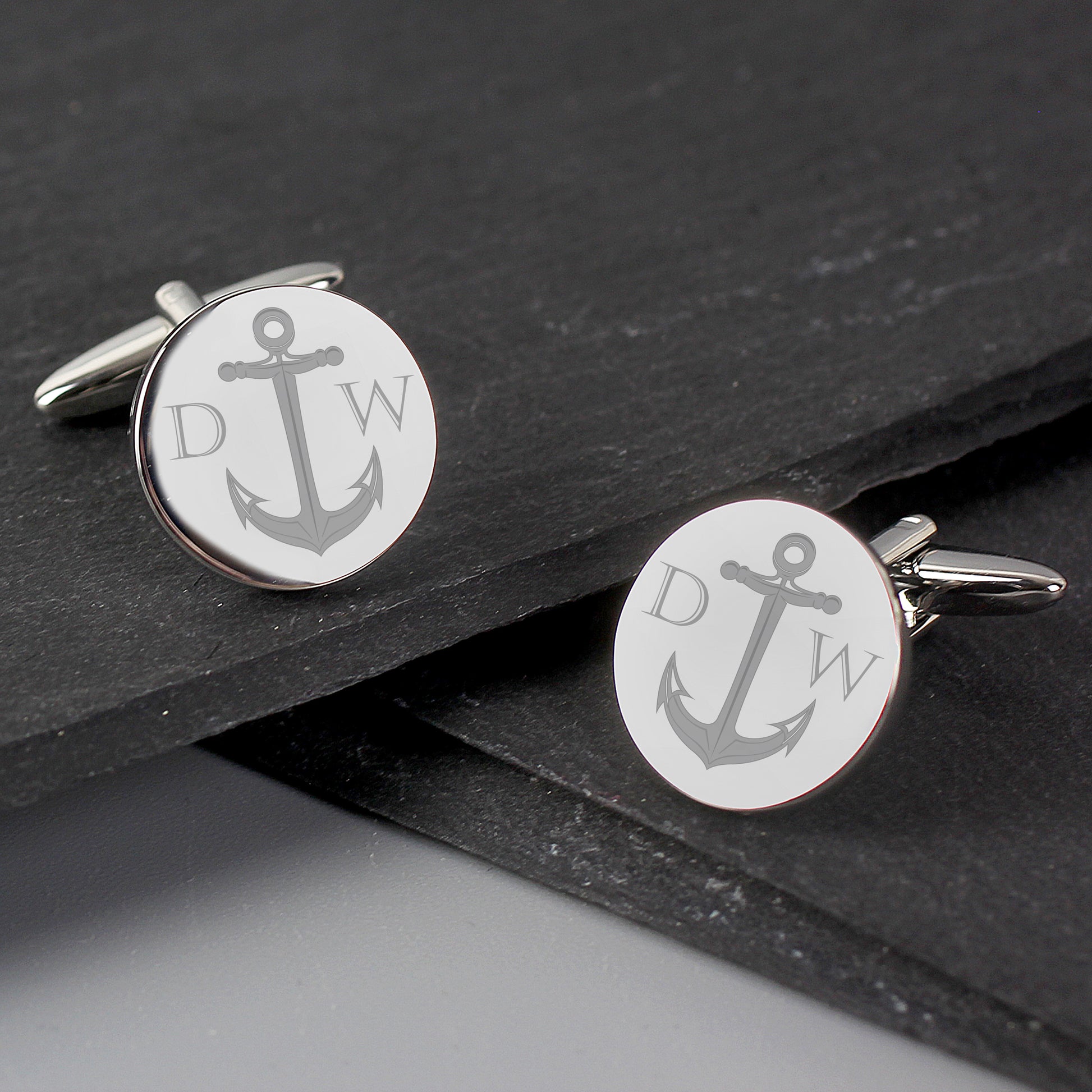 Personalised Anchor Round Cufflinks - MK&JD Gifts