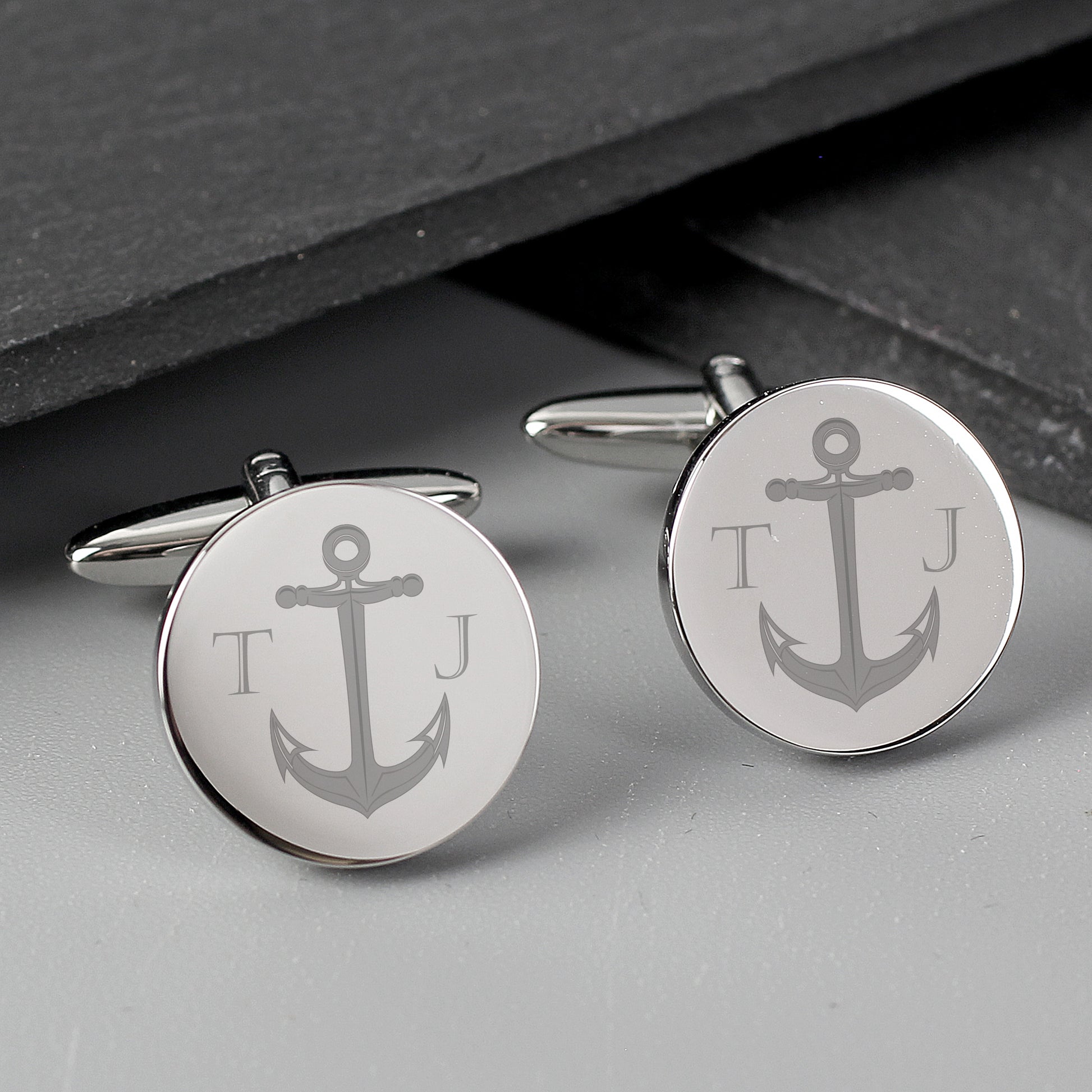 Personalised Anchor Round Cufflinks - MK&JD Gifts